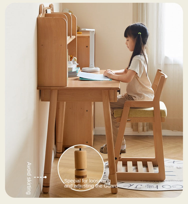 Solid Wood Kids Study Desk - Beech & Oak Wooden Children's Writing Table for Homework & Drawing | Perfect for Bedroom, Homeschool & Classroom Use
