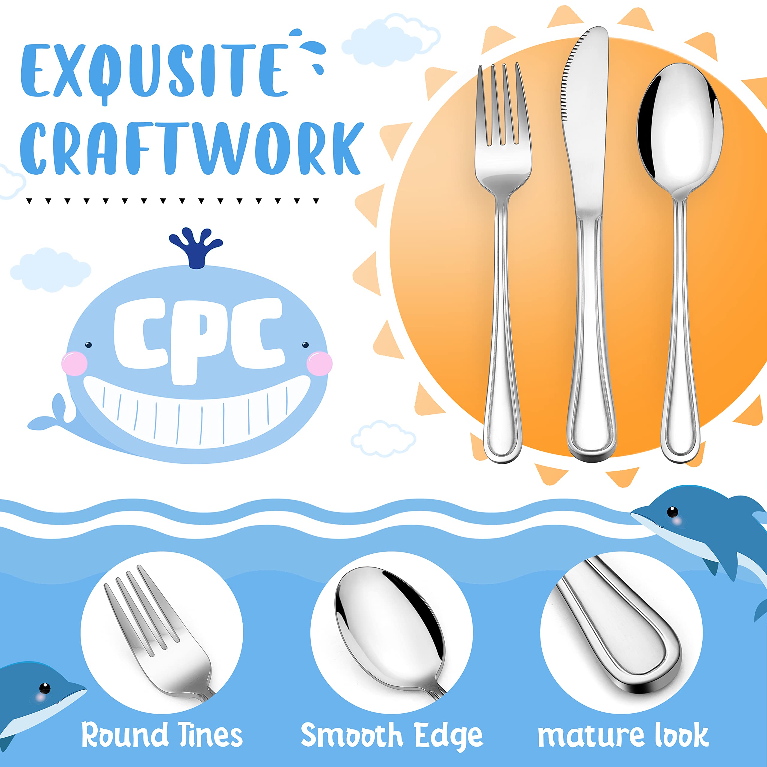 HaWare 12-Piece Stainless Steel Kids Silverware Set - Toddler Utensils with 4 Spoons, 4 Forks & 4 Knives - Durable Preschooler Flatware for Home, School & Travel - Mirror Finished Safe Cutlery for Children's Meals, Snacks & Parties