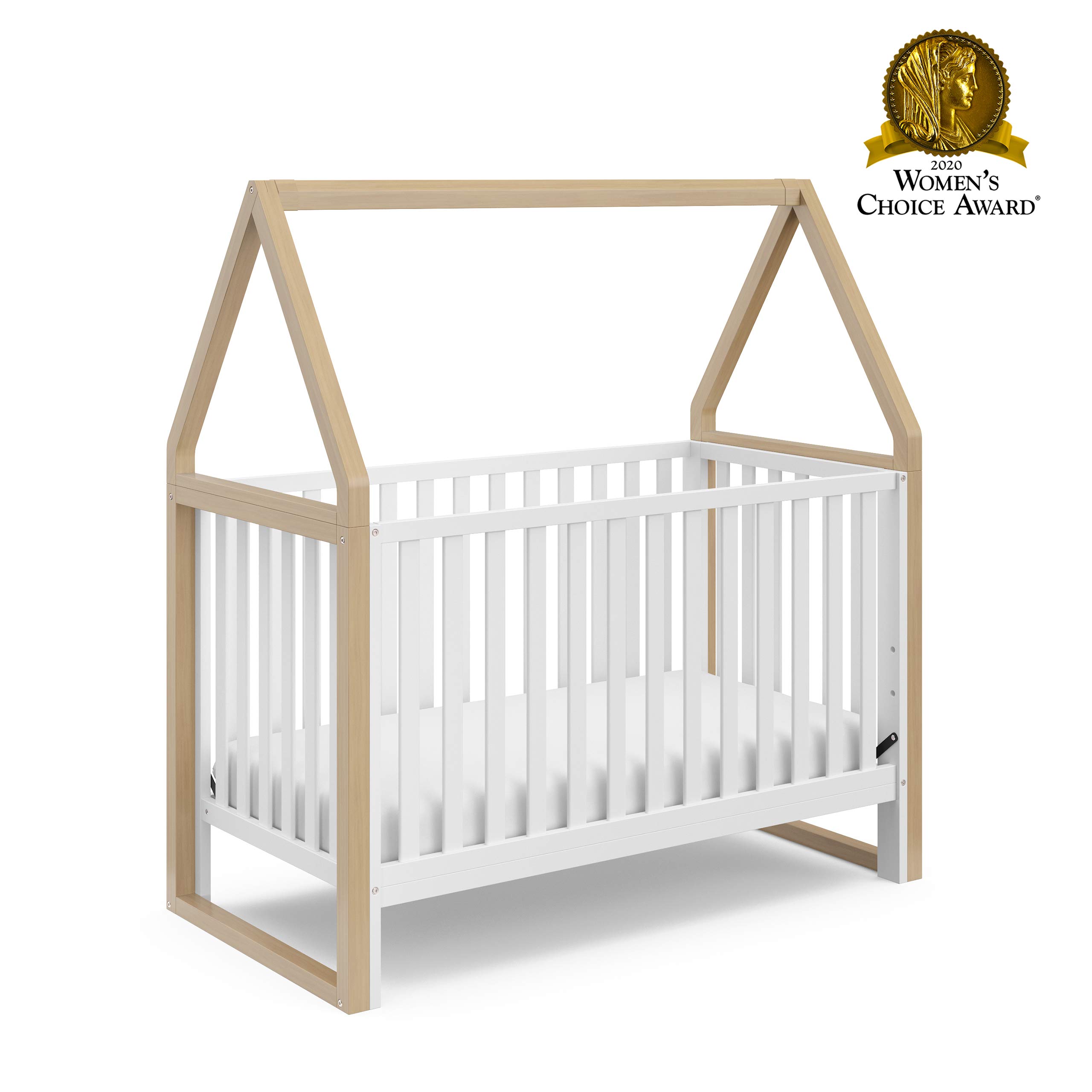 Storkcraft Orchard 5-in-1 Convertible Crib (White with Driftwood) – GREENGUARD Gold Certified Baby Crib | Converts to Toddler Bed, Daybed & Full Bed | Safe Nursery Furniture for Newborns & Toddlers | Perfect for Modern Nurseries & Small Bedrooms