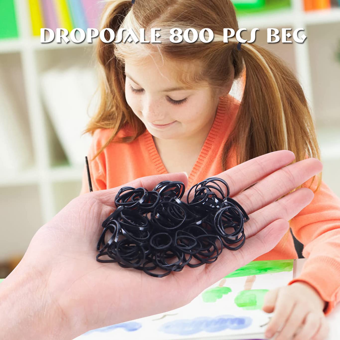 888 PCS Stretchy Hair Ties for Women - Soft & Smooth Thin Elastic Hair Bands for Ponytails, Everyday Wear (Black) - Perfect for Gym, Work, Travel & Casual Styling