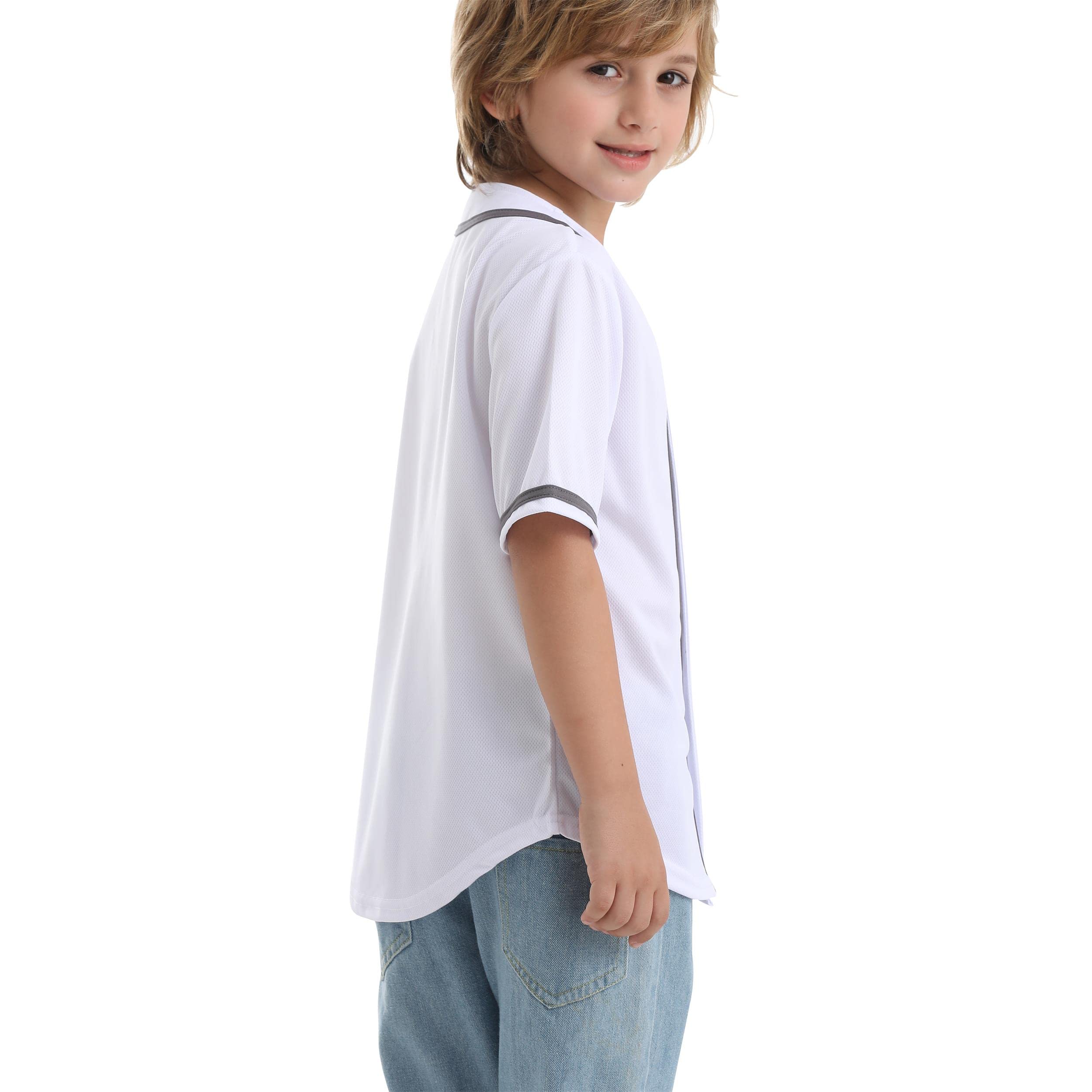 Trendy Kids Baseball Jersey Button Boys & Girls T-Shirt | Black and White Short Sleeve Hip Hop Style | Perfect for Baseball Games, Hip Hop Dance, and Casual Wear