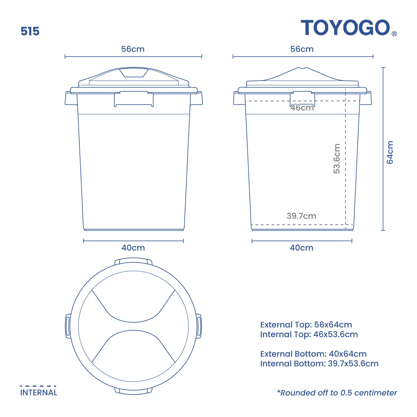 20 Gallon Black Lucky Pail with Lid - Heavy Duty Plastic Trash Can for Home, Office, and Outdoor Use (Model 515B)