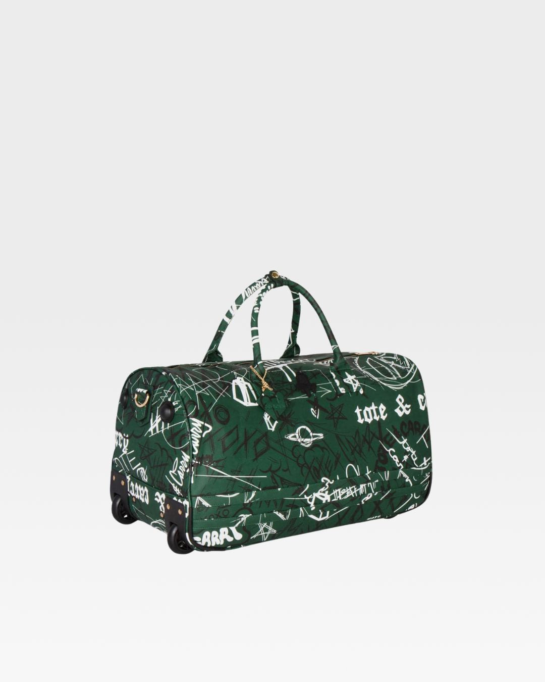 Graffiti Tombstone Roller Duffle Set - Emerald Green Luggage for Travel, Gym & Skateboarding Accessories | Water-Resistant Duffle Bag with Wheels for Urban Adventures