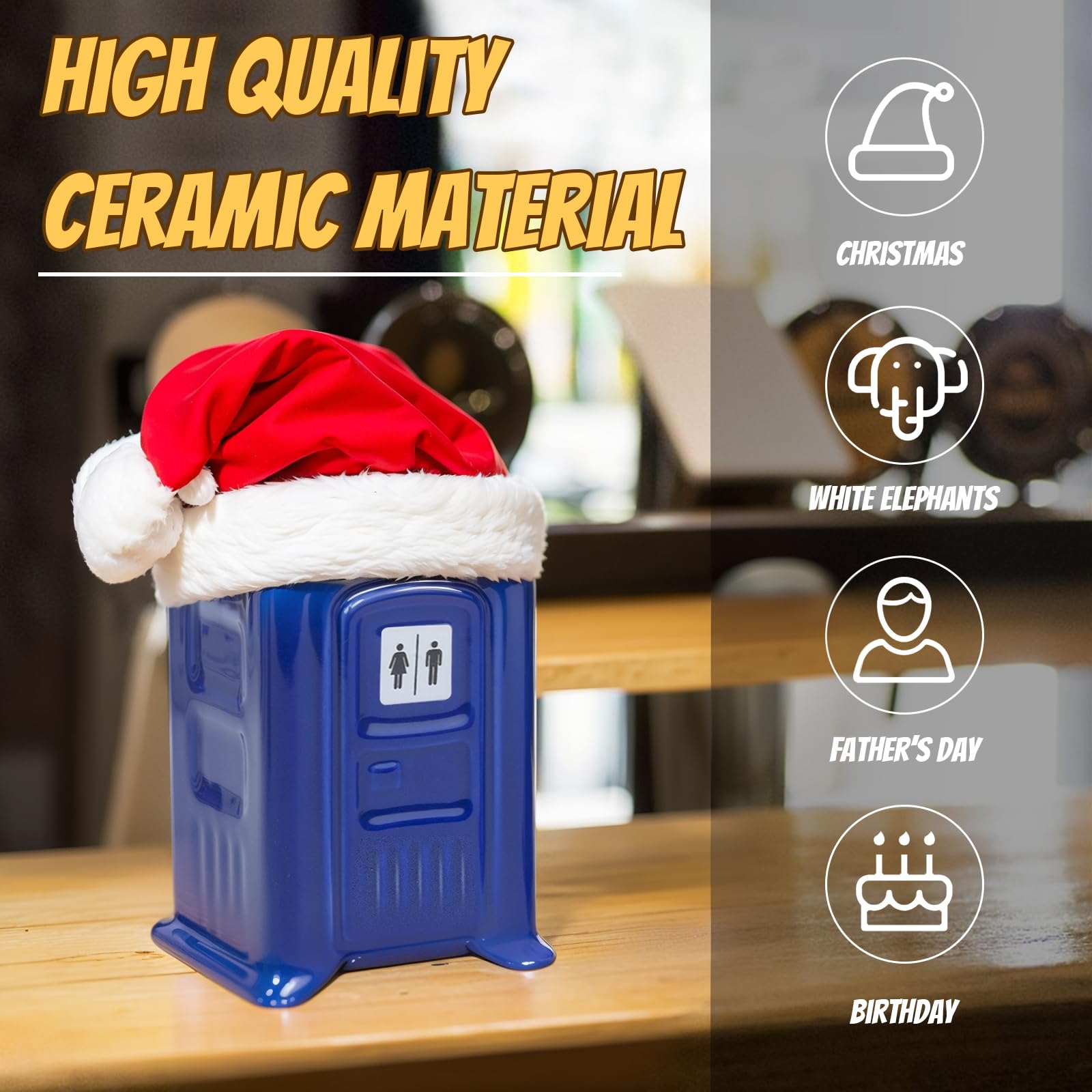 Ceramic Porta Potty Shot Glasses (1 Pack) - Funny White Elephant Gag Gift for Adults, Perfect Secret Santa Gift for Men, Friends & Coworkers - Great for Parties, Office Exchanges & Novelty Drinking Games