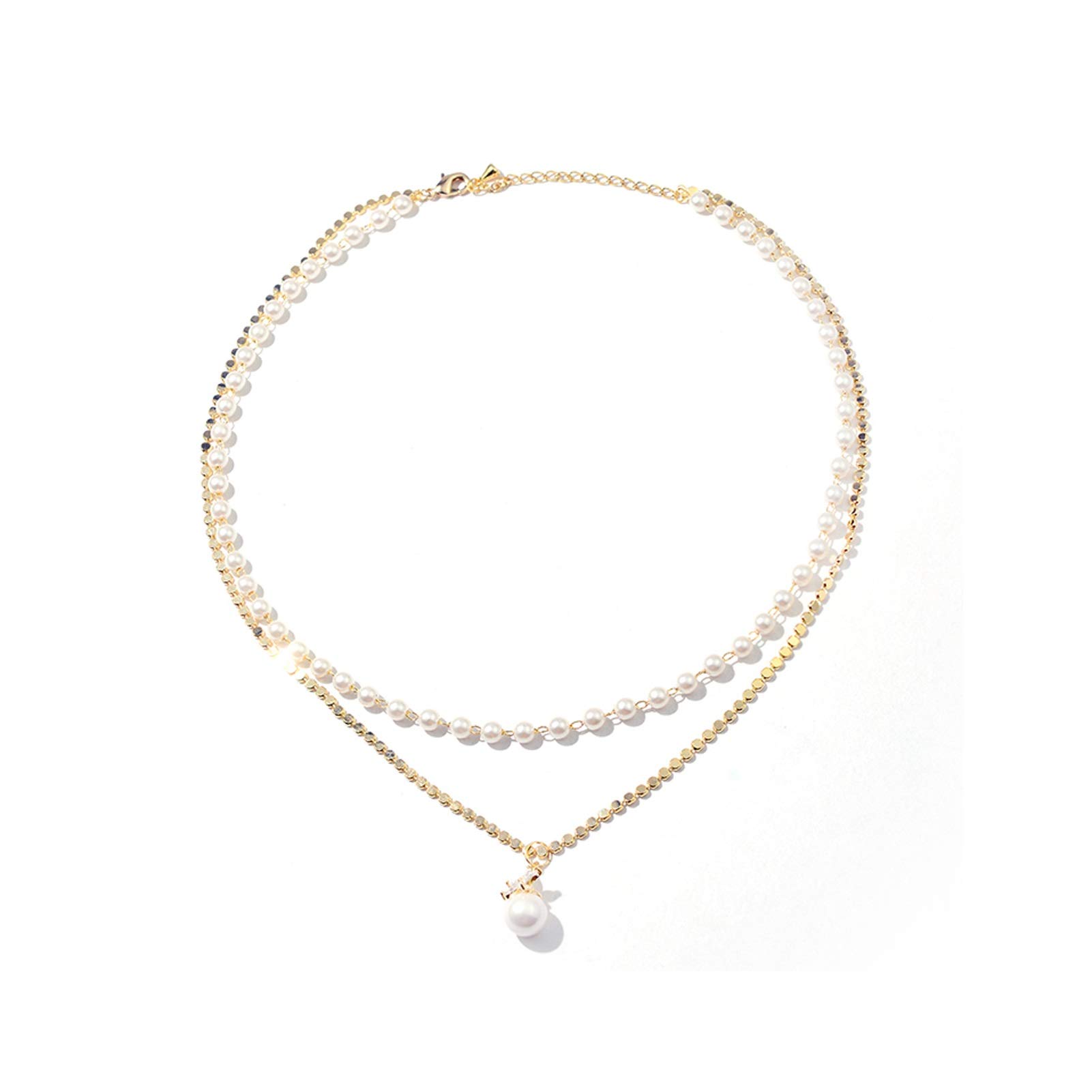 Handmade Double-Layer Pearl Necklace for Women - Elegant Clavicle Chain Gift for Birthday & New Year