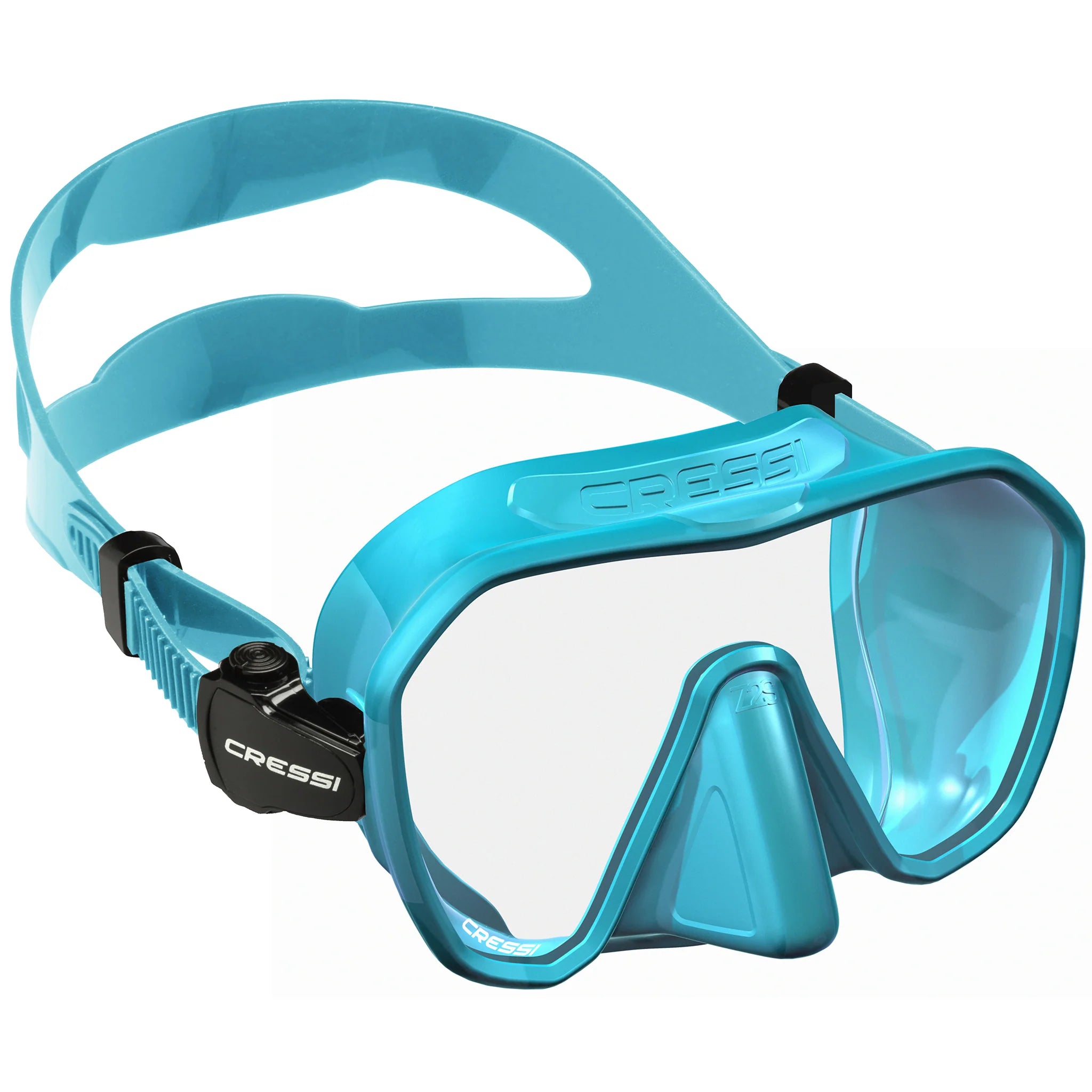 Cressi Z2S Snorkeling Mask - Anti-Fog, Tempered Glass, Turquoise Blue for Scuba Diving & Underwater Photography