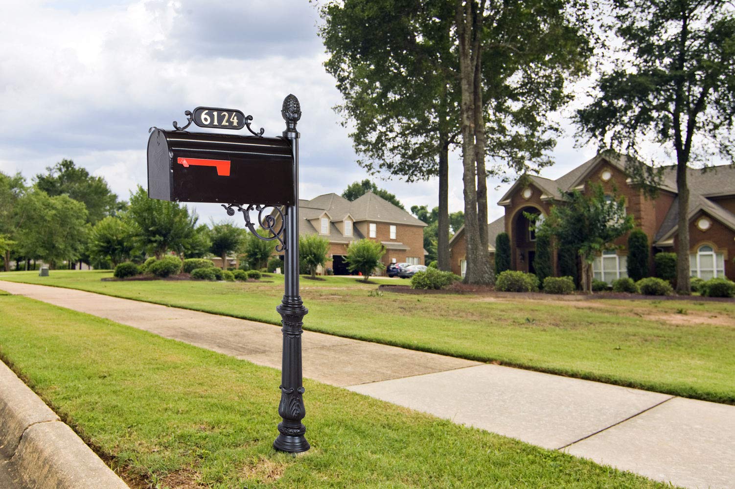 Premium Imperial Mailbox System - Large Rural Mail Post Box with Number Plate Mount, Mounting Bracket & Decorative Pole | Durable Aluminum Construction | Home Address Mailbox with Pineapple Finial | Perfect for Farmhouse, Countryside & Suburban Homes