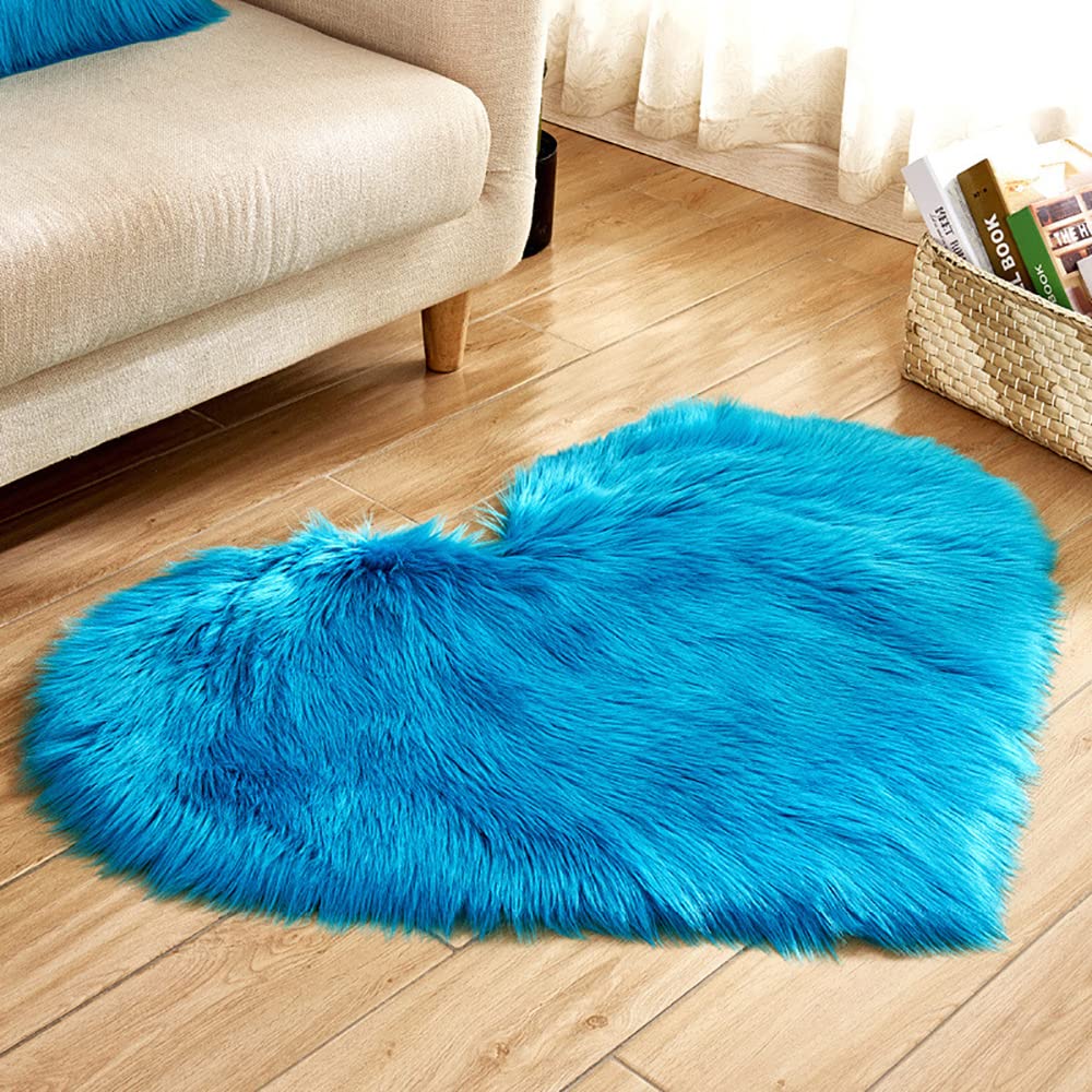 Fluffy Heart Shaped Rug - Soft Plush Fur Area Carpet for Bedroom Decor, 28
