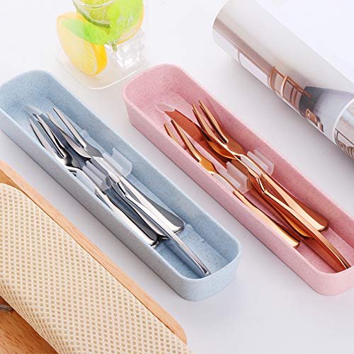 Premium Rose Gold Fruit Knife Set - 1 Knife & 4 Forks with Travel Case | Perfect for Picnics, Camping, Hiking & Outdoor Dining | Elegant Portable Cutlery for Fruits, Cheese & Charcuterie
