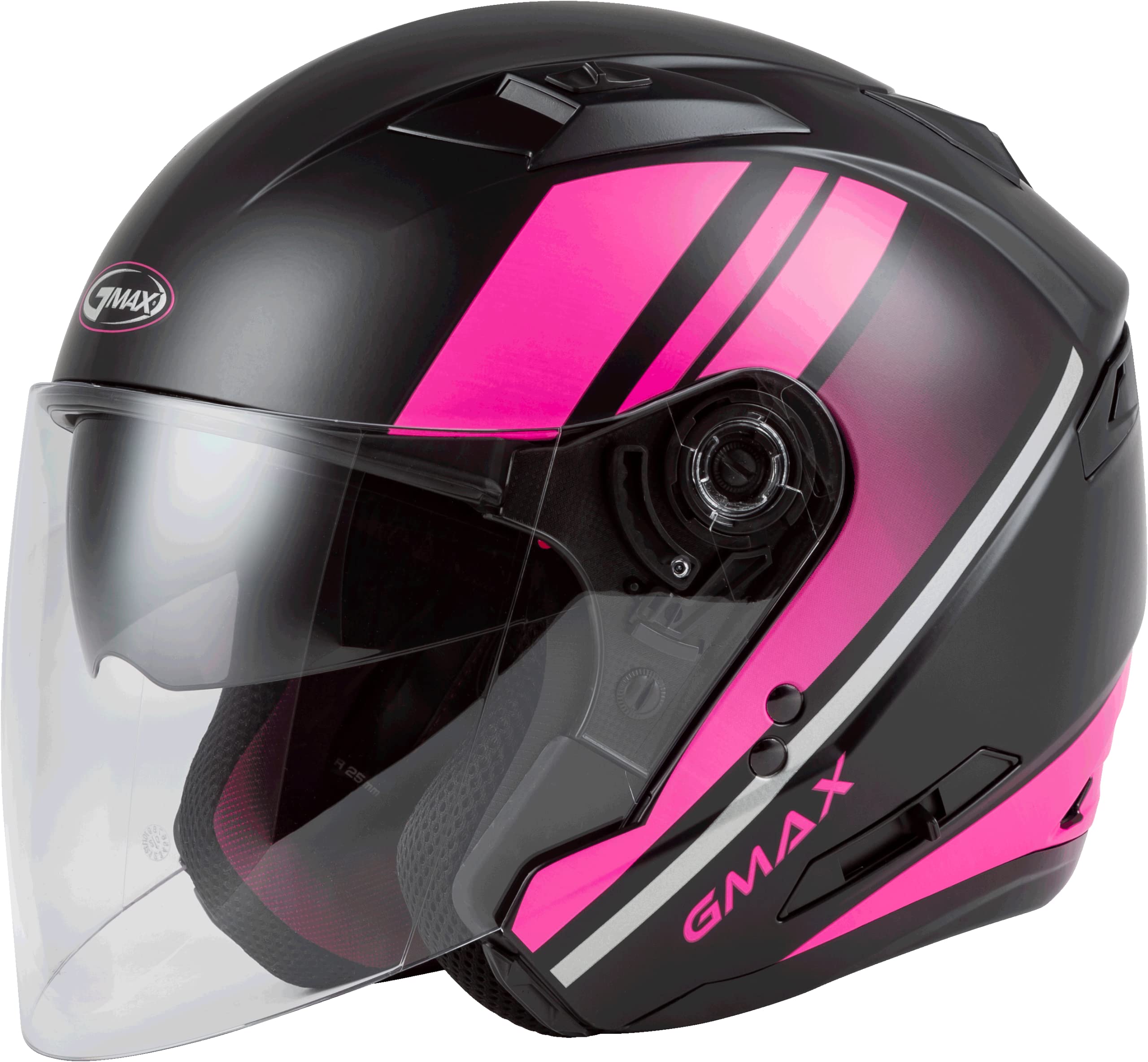 GMAX OF-77 Open-Face Street Motorcycle Helmet - Matte Black/Pink/Silver - Small Size - DOT Certified for Safety - Perfect for Urban Commuting & Scooter Riding