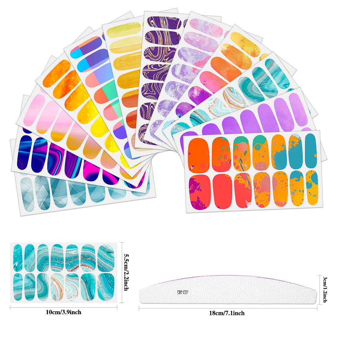 **Aurora Gradient Nail Polish Strips Kit - 12 Sheets with Nail File | DIY Waterproof Nail Art Stickers for Women & Girls | Easy to Apply, Long-Lasting Home Manicure | Perfect for Parties, Weddings, Holidays, Gifts | Salon-Quality Nails for Self-Care & Special Occasions | Ideal for Daily Wear, Festive Events, Bridal Showers, Birthday Parties, Spa Days & Nail Art Enthusiasts**