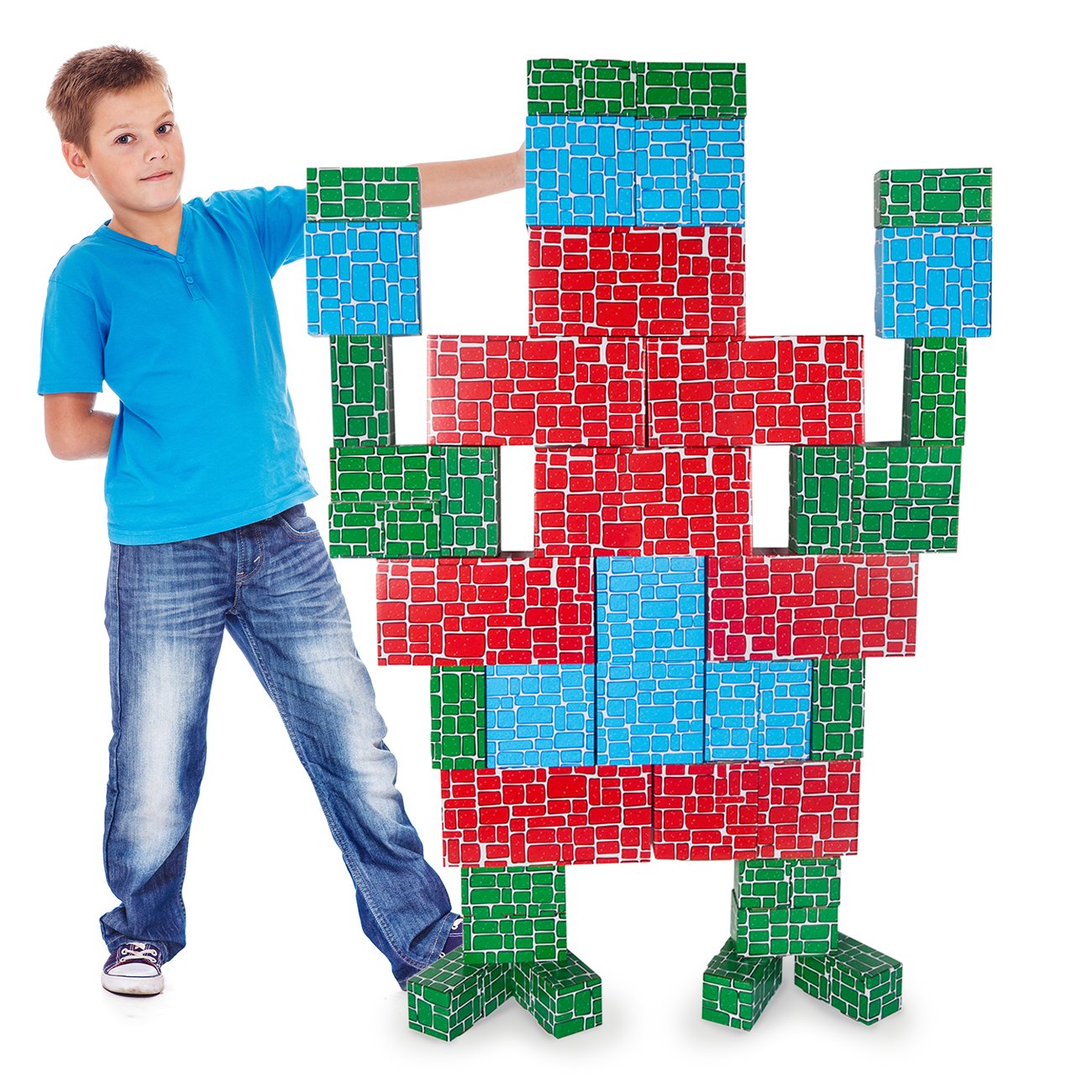 Extra-Thick Jumbo Cardboard Building Blocks for Kids - 40pc Giant Stackable Blocks in 3 Sizes for Creative Play & Indoor Exercise | Perfect for Preschool Learning, Birthday Parties & Family Bonding Activities