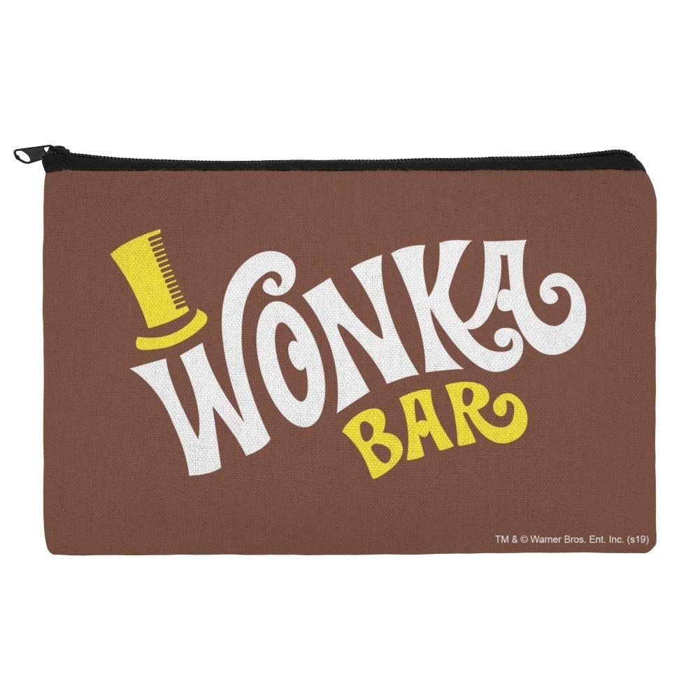 Willy Wonka Chocolate Factory Wonka Bar Logo Makeup Bag - Cosmetic Organizer Pouch for Travel & Daily Use - Perfect Gift for Movie Fans & Makeup Lovers