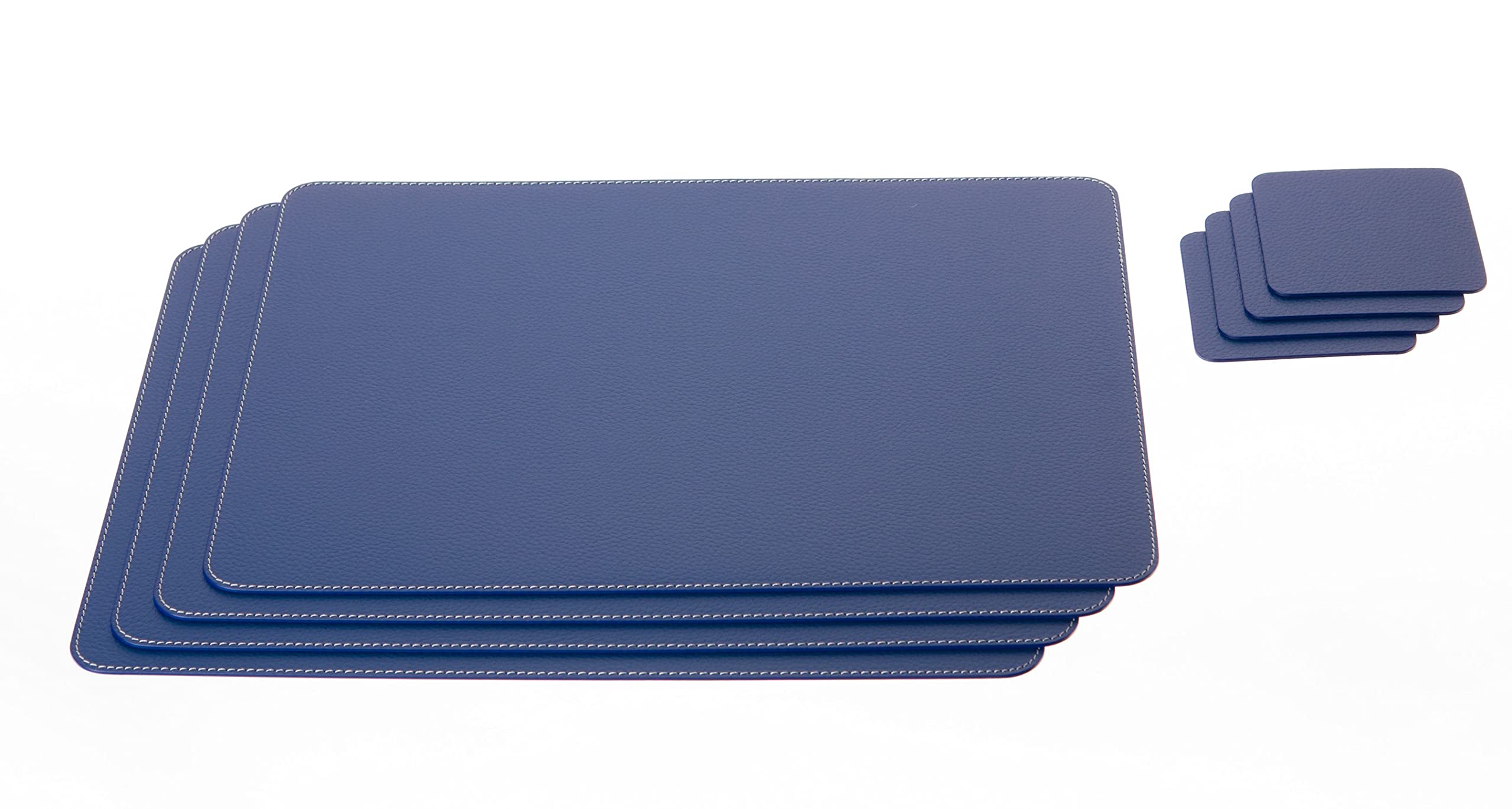 Eco-Friendly Recycled Leather Placemats and Coasters Set - 4 Table Mats (18