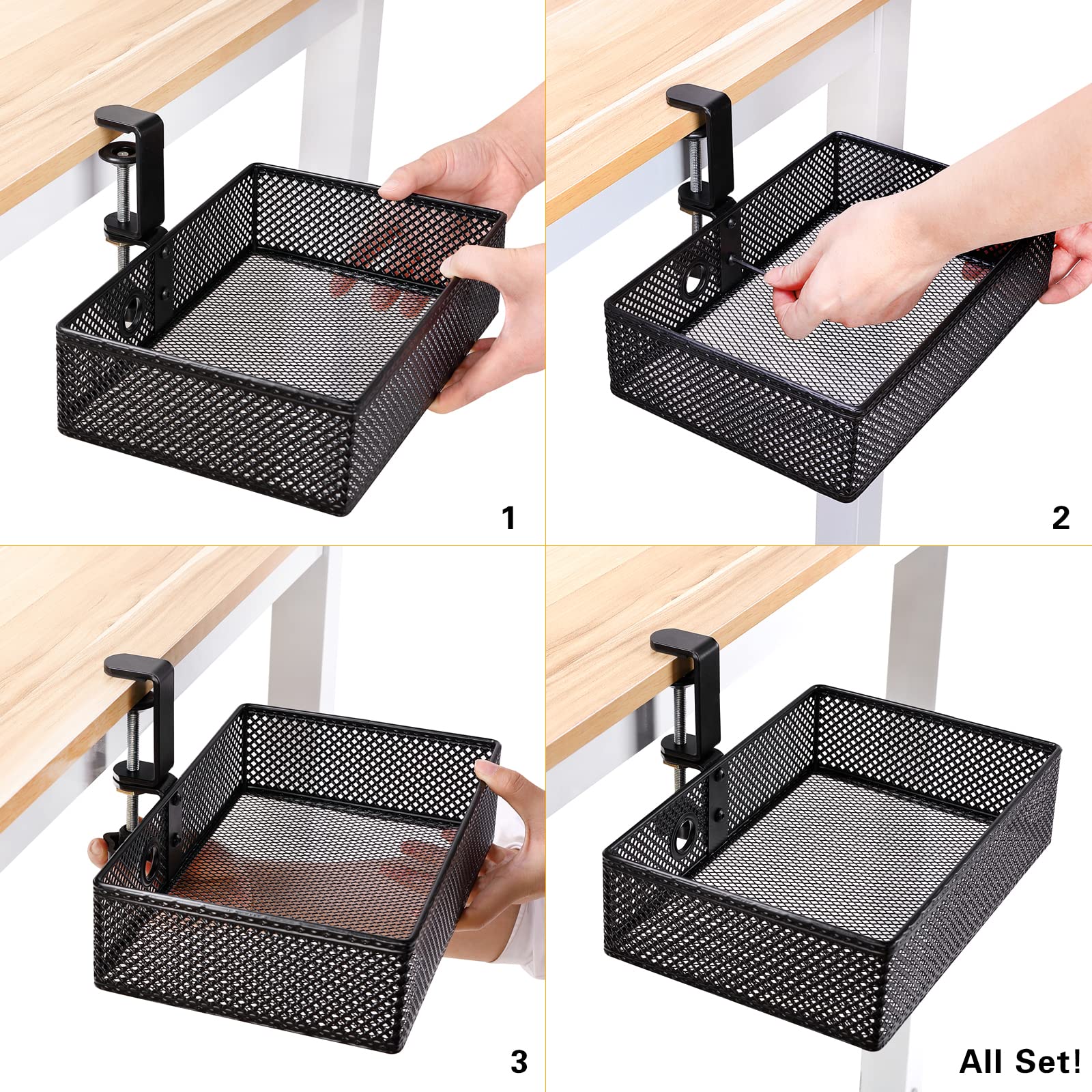Sturdy Mesh Desk Organizer with Swivel Pencil Drawer - C-Clamp Mount System for Home Office, Art Supplies & Stationery Storage (Black) | Perfect for Workspace Organization, Craft Rooms & Study Areas