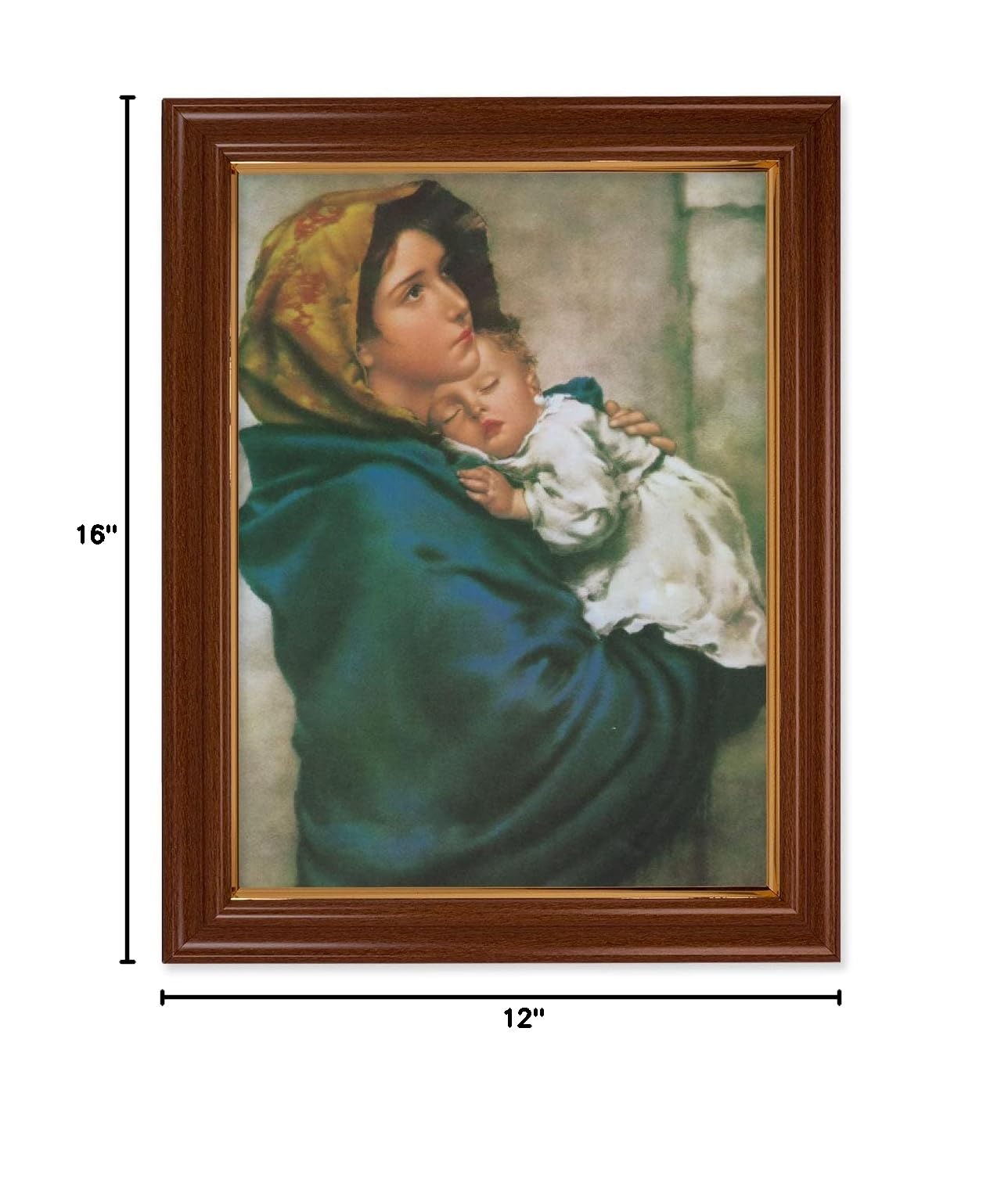 Madonna of the Streets Framed Wall Art - Extra Large Traditional Dark Walnut Finish with Gold Accent - Perfect for Living Room, Bedroom or Office Decor