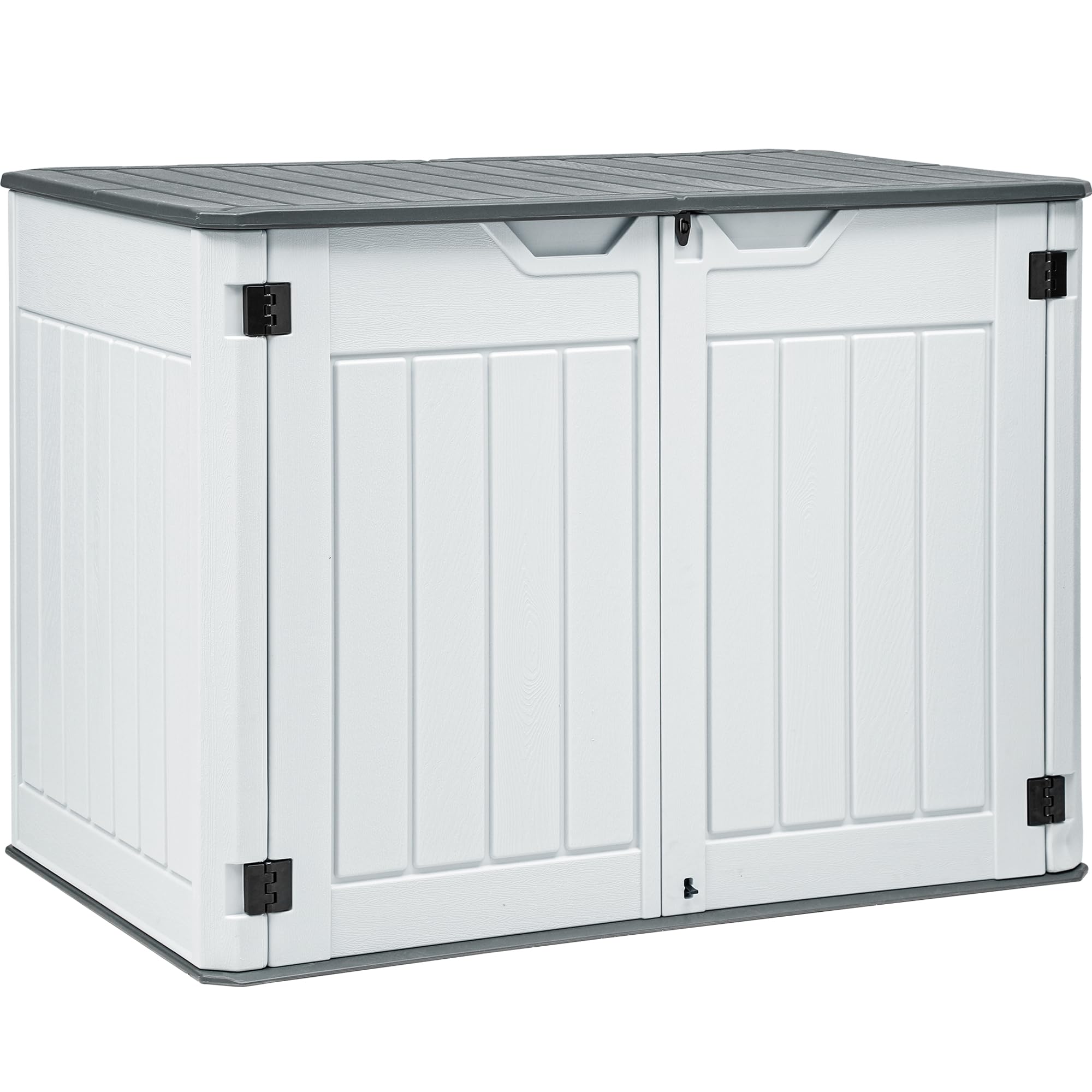 YITAHOME 47 cu ft Large Outdoor Horizontal Storage Shed - Waterproof Resin Tool Shed with Lockable Doors for Garden Tools, Lawn Mower, Trash Cans - 4.5x2.8x3.9 ft Light Gray - Perfect for Backyard, Garage & Patio Organization
