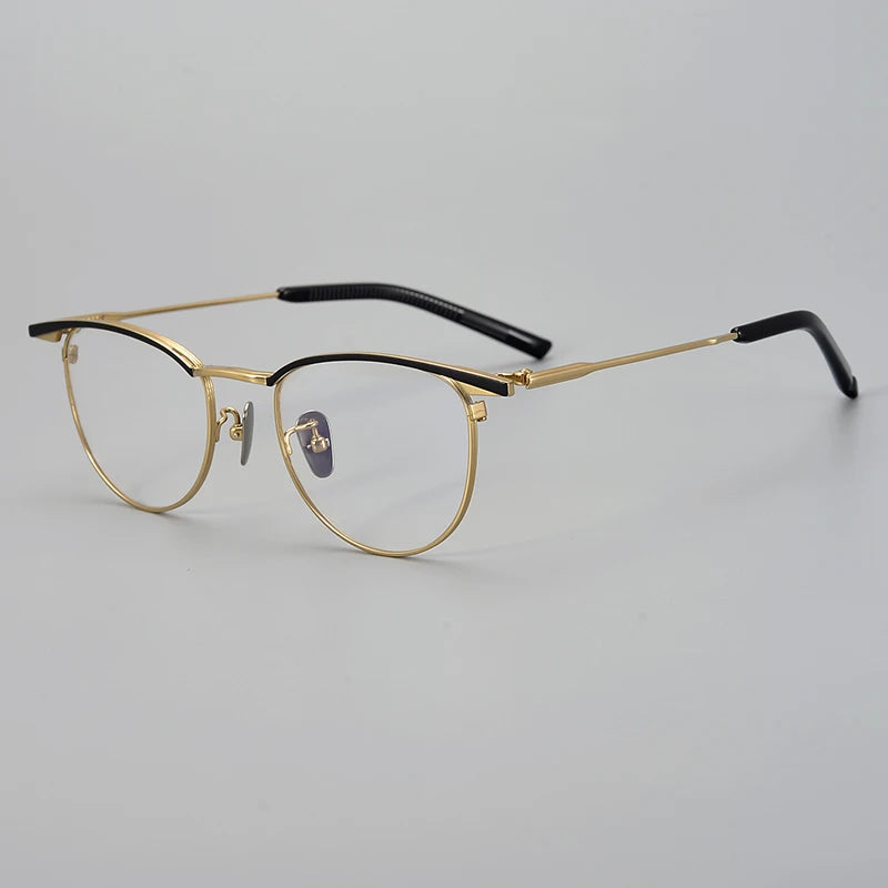 Aimee Unisex Full Rim Brow Line Oval Titanium Eyeglasses 19155 - Lightweight Durable Frame for Men & Women - Perfect for Reading, Working & Fashion Accessories