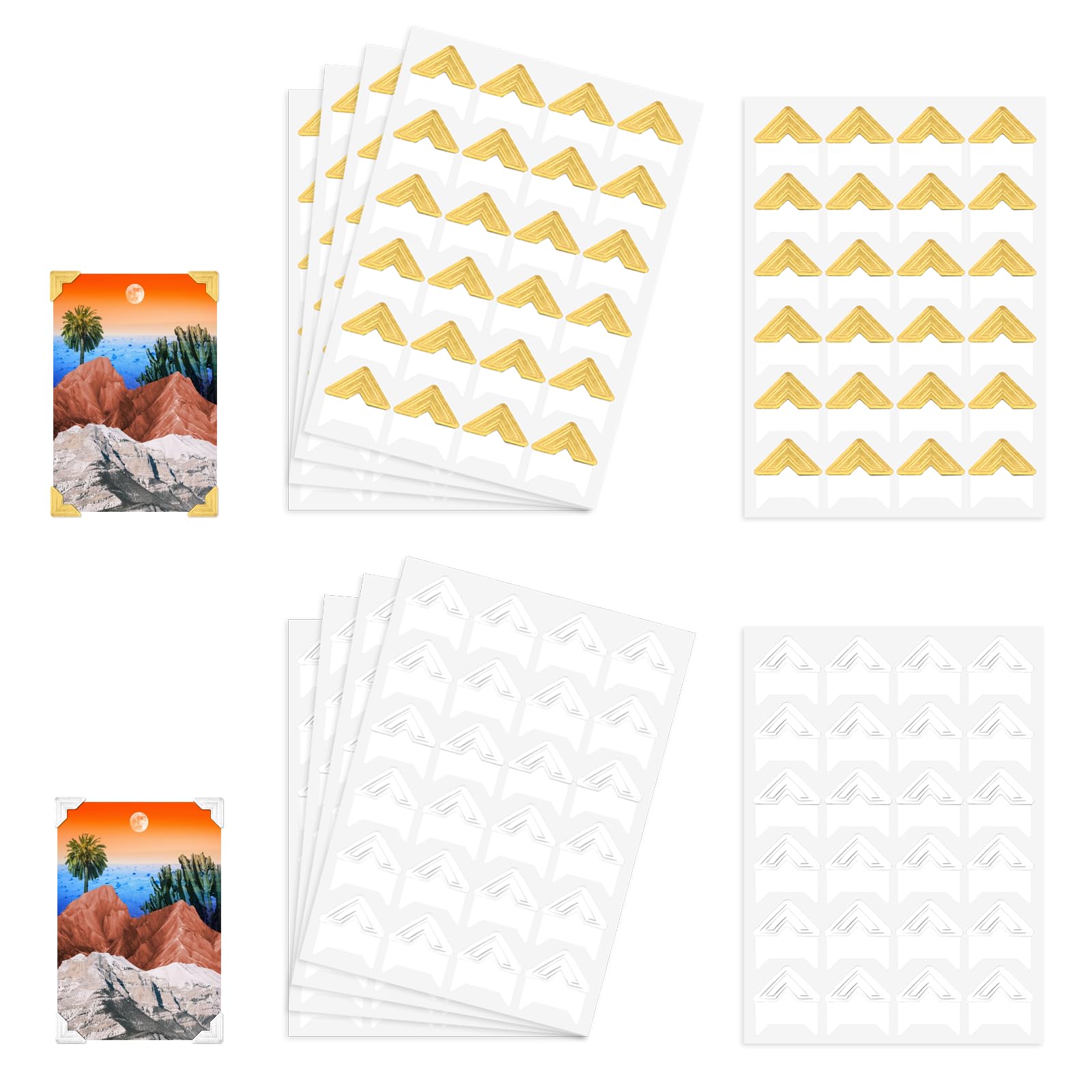 240 Pcs White Gold Self-Adhesive Photo Corner Stickers - Acid-Free Scrapbooking Supplies for Photo Albums, Picture Frames, Memory Books & Journals | Perfect for Archiving, Crafting & DIY Projects
