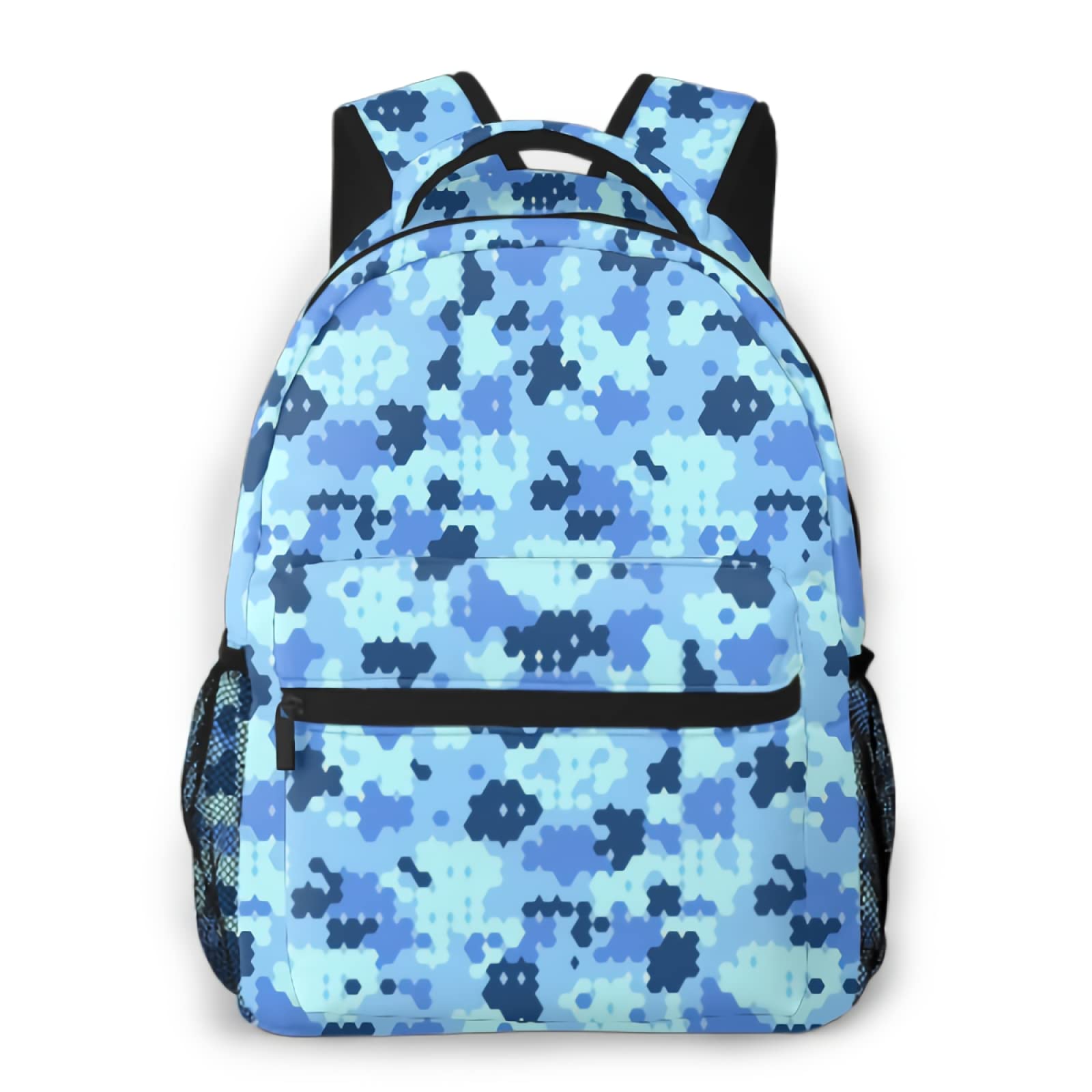 Blue Camouflage Backpack - Lightweight Mesh Military Rucksack for Hiking, Travel & School - Water-Resistant Unisex Daypack for Men & Women - Perfect for Outdoor Adventures, College & Daily Commute