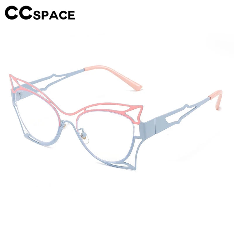 CCspace Women's Full Rim Oval Butterfly Alloy Eyeglasses - Lightweight Metal Frame Glasses for Women, Fashionable Oval Shape Eyewear with Butterfly Design, Perfect for Reading, Working & Daily Use