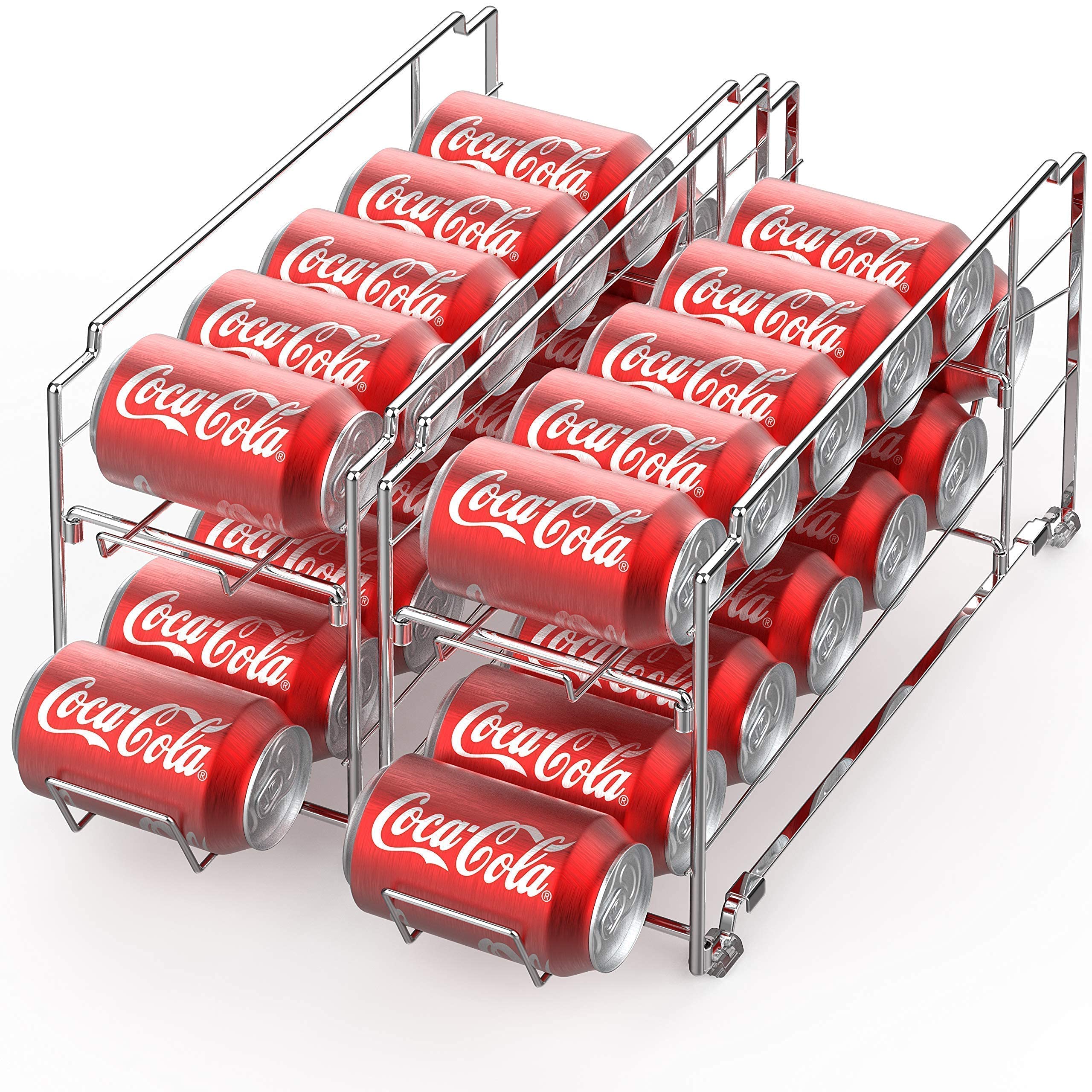 Stackable Beverage Can Dispenser & Kitchen Organizer Bin - Space Saving Soda Can Holder for Pantry, Fridge, Party & Bar Organization