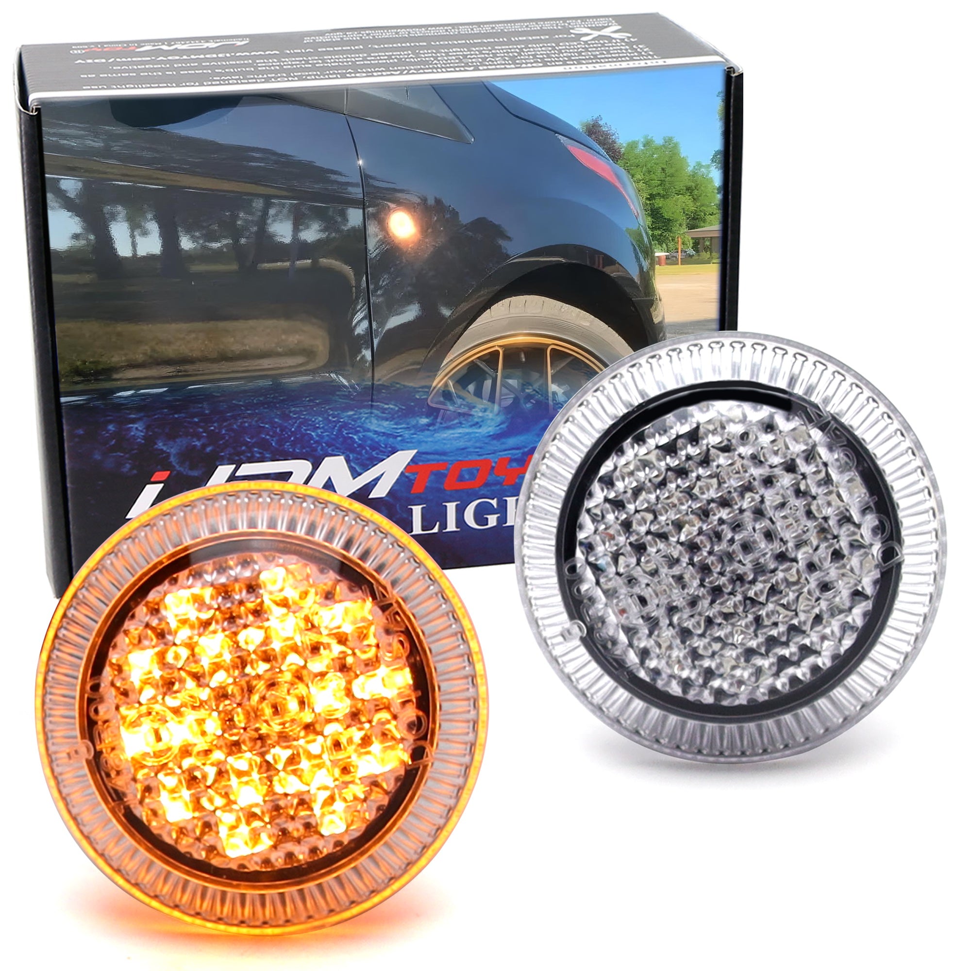 Clear Round Amber LED Side Marker Lights for Ford Transit Connect Van - Enhanced Visibility & Safety for Night Driving