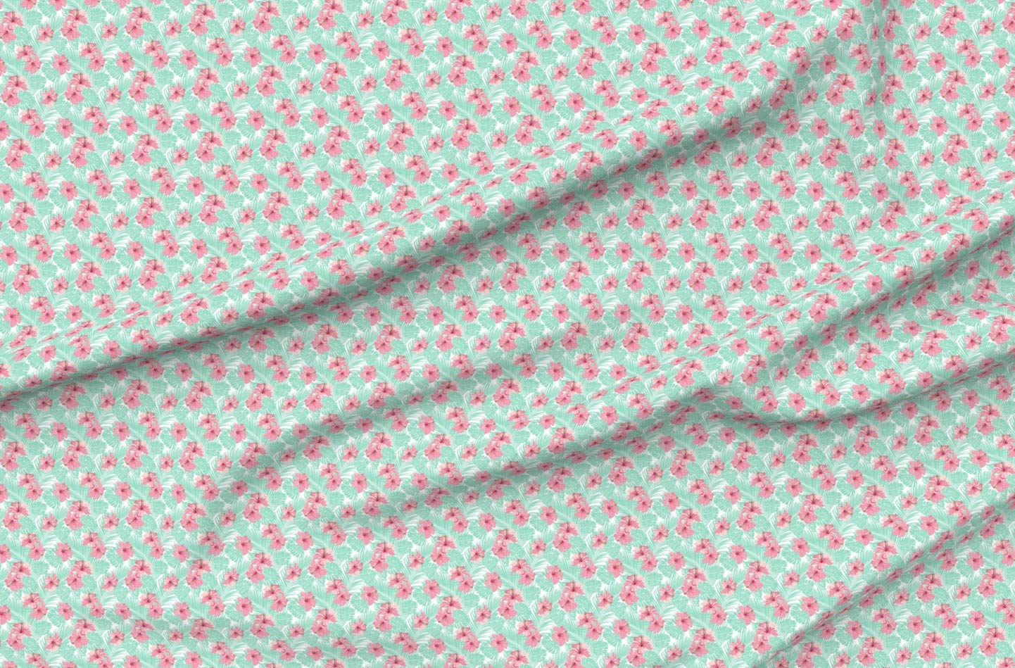 Hibiscus Tropical Floral Printed Minky Fabric - Teal Hawaii Summer Beach Design Fat Quarter for Sewing Baby Blankets, Quilt Backing & Plush Projects - Soft & Cozy Fabric for DIY Crafts, Nursery Decor & Home Accessories