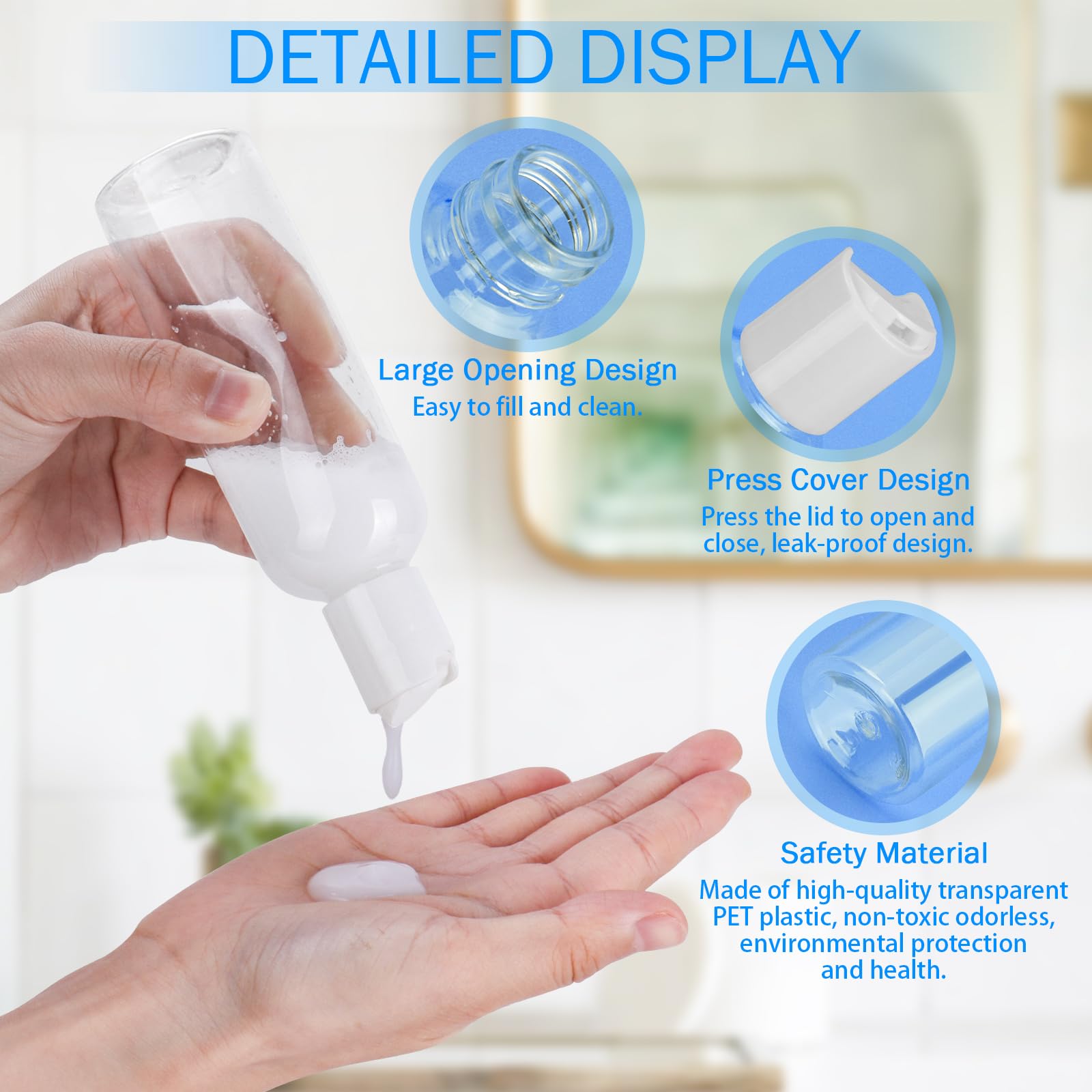 4 Pack TSA Approved Leakproof Travel Bottles (3.4oz) - Empty Small Plastic Containers for Shampoo, Conditioner & Lotion - Perfect for Air Travel, Camping & Gym Essentials with Convenient Labels