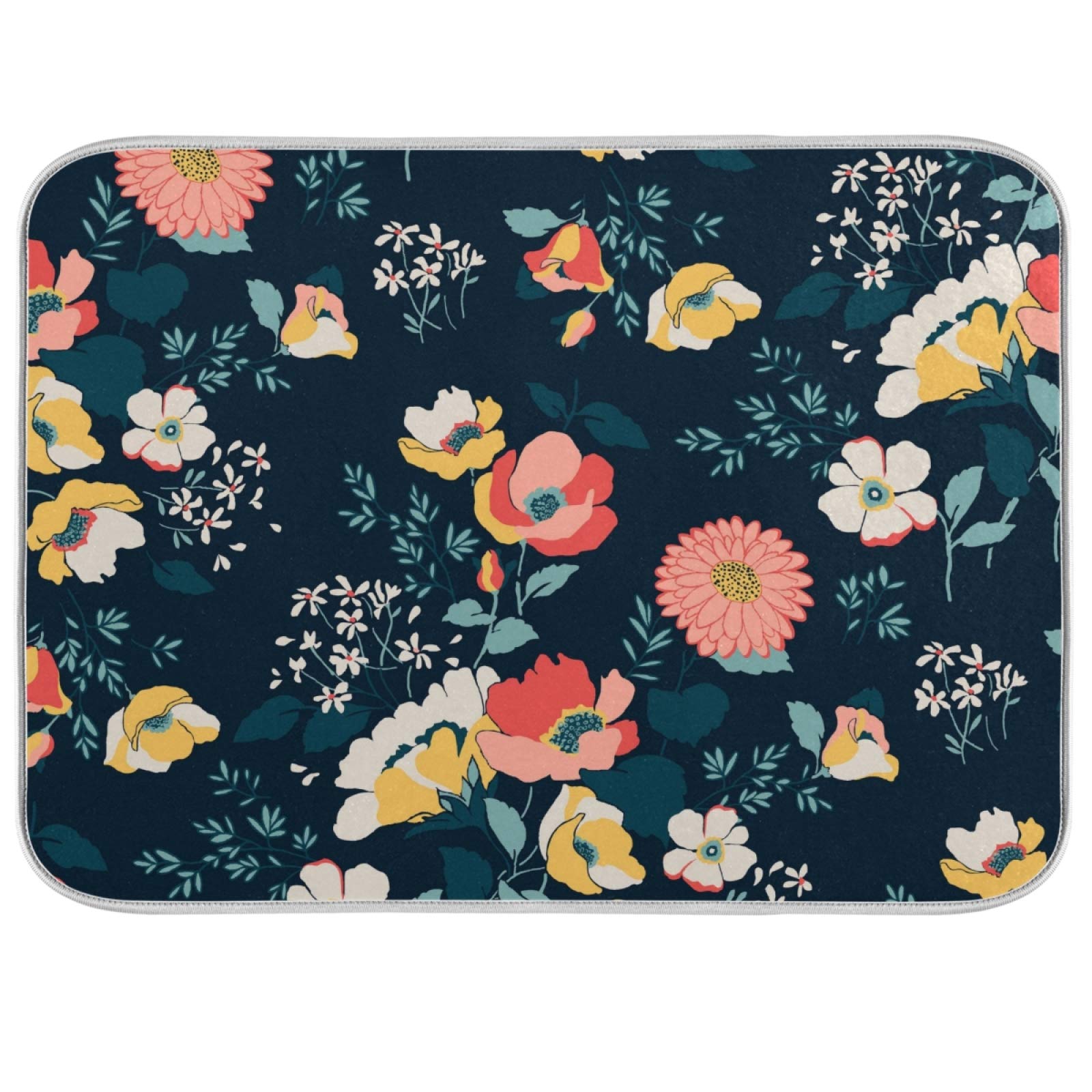 Premium Daisy Floral Dish Drying Mat - 18