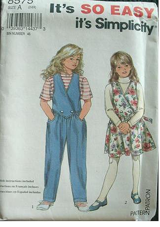 Simplicity 8575 Girls Jumpsuit & Jumper Sewing Pattern - Sizes 2-6X - Easy DIY Outfit for Playdates & School Activities