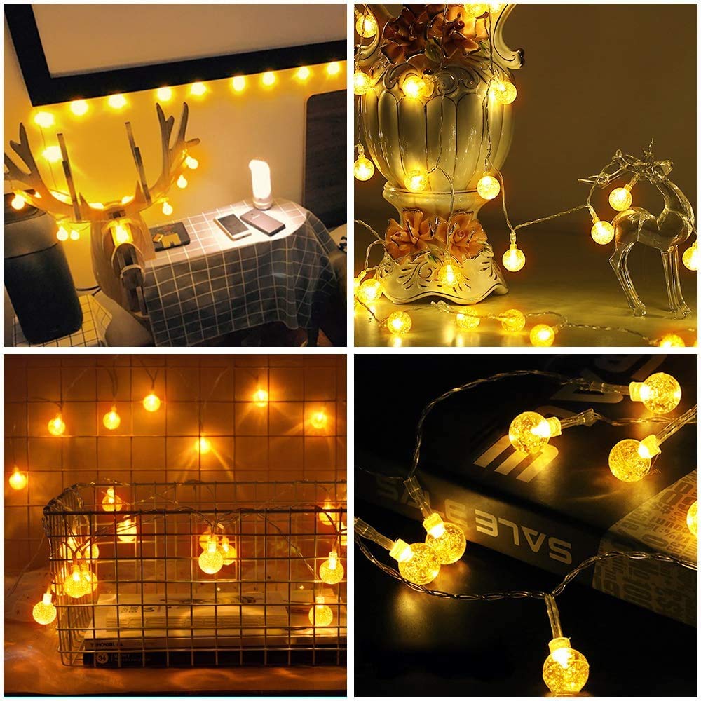 100 LED Globe String Lights 33ft - Waterproof Fairy Lights with Remote Control & Timer, 8 Lighting Modes for Indoor Outdoor Use - Perfect for Bedroom, Garden, Christmas Tree, Wedding, Party Decor (Warm White)