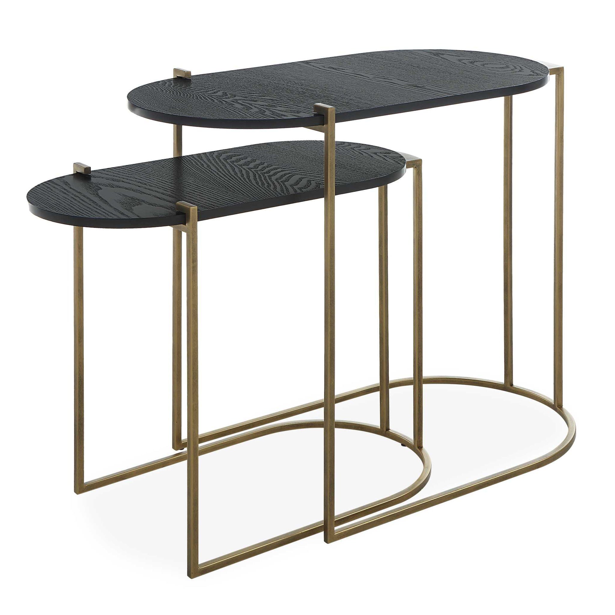 Aztec Wood Nesting Tables (Set of 2) - Handcrafted Side Tables for Living Room, Bedroom, or Office - Space-Saving Furniture with Stylish Design