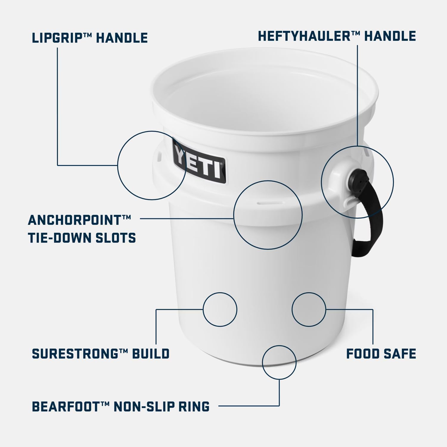YETI Loadout 5-Gallon Heavy-Duty Bucket - Durable Impact-Resistant Fishing & Utility Pail for Outdoor Adventures, Camping, and Worksite Organization