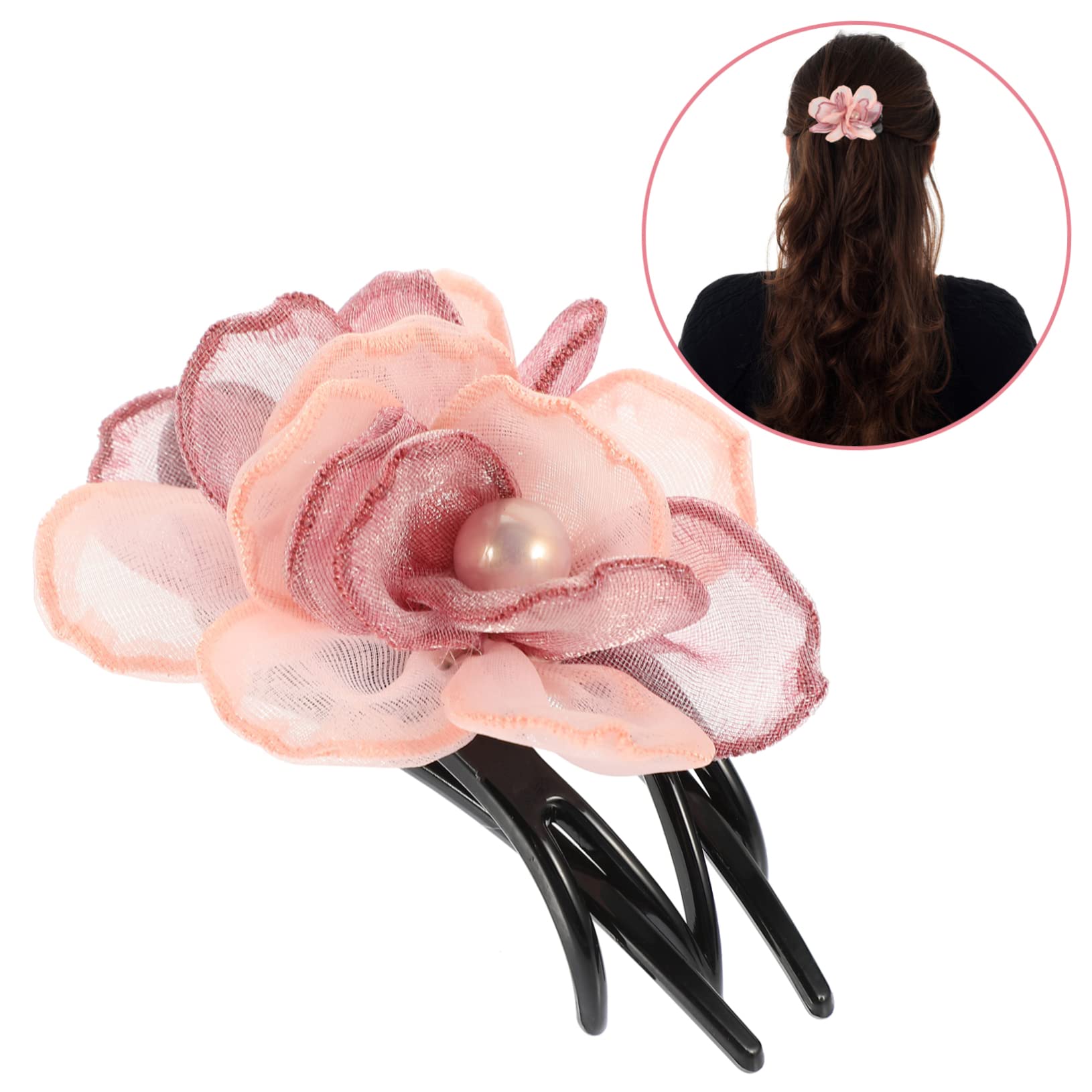 FOMIYES Women's Silk Flower Hair Clips - Duck Bill Claw Clips for Women, Decorative Hair Accessories for Party, Wedding, Daily Use