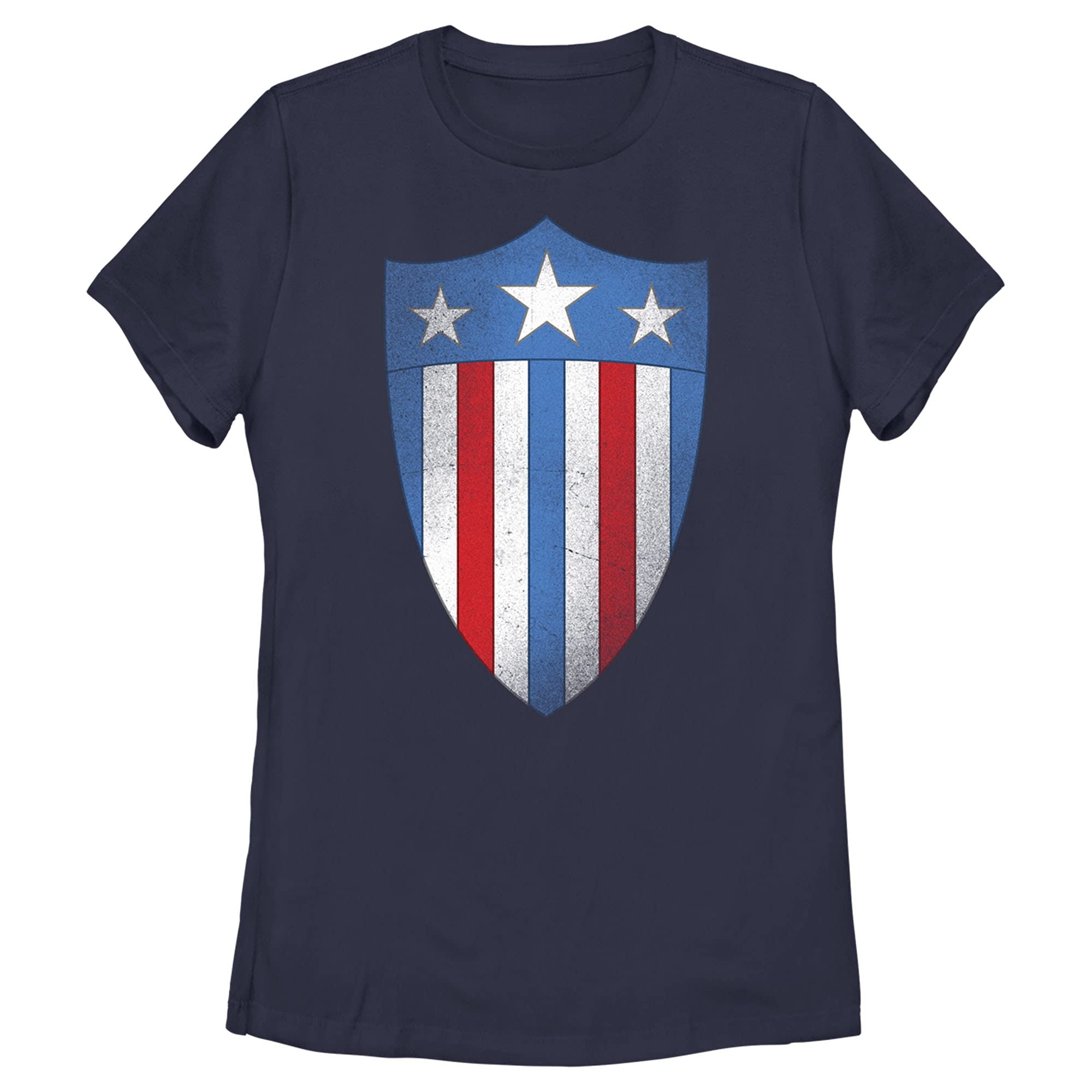 Women's Marvel Avengers Captain America USO Shield Graphic T-Shirt - Superhero Comic Tee for Cosplay, Gifts & Casual Wear