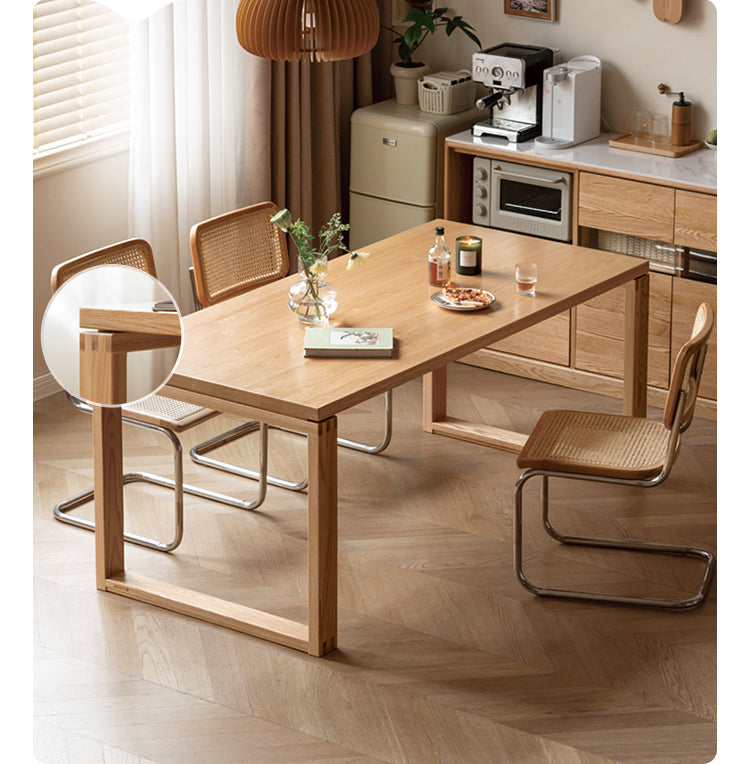 Solid Wood Dining Table - Beech & Oak Large Farmhouse Table for 8 - Perfect for Family Gatherings & Dinner Parties