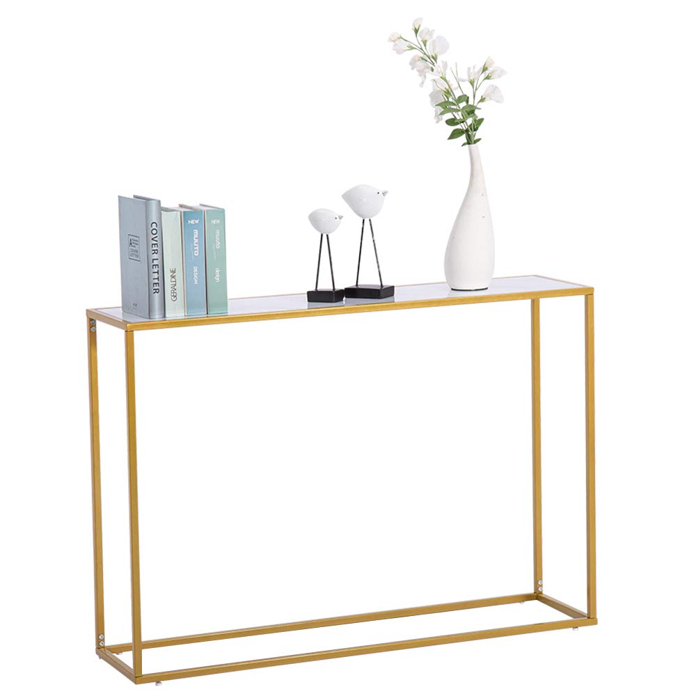 Modern Industrial Skinny Console Table - Slim Sofa Side Table & Entryway Hallway Table with Sturdy Metal Frame - Easy Assembly Living Room Furniture for Small Spaces (41.73