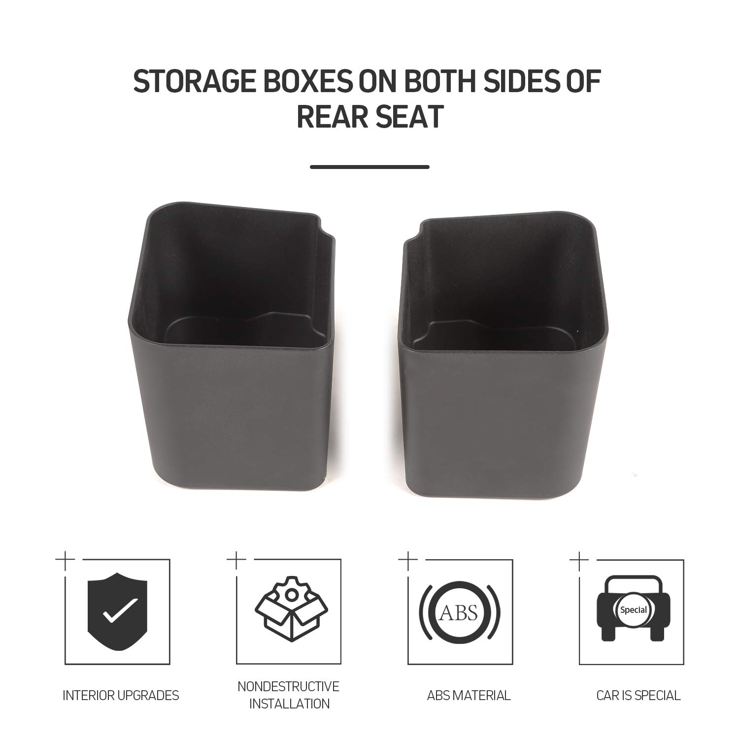 2 Pack Auto Rear Seat Storage Organizer Tray for 2018-2024 Jeep Wrangler JL JLU JT 4 Door - Car Interior Accessories for SUV Organization & Road Trips