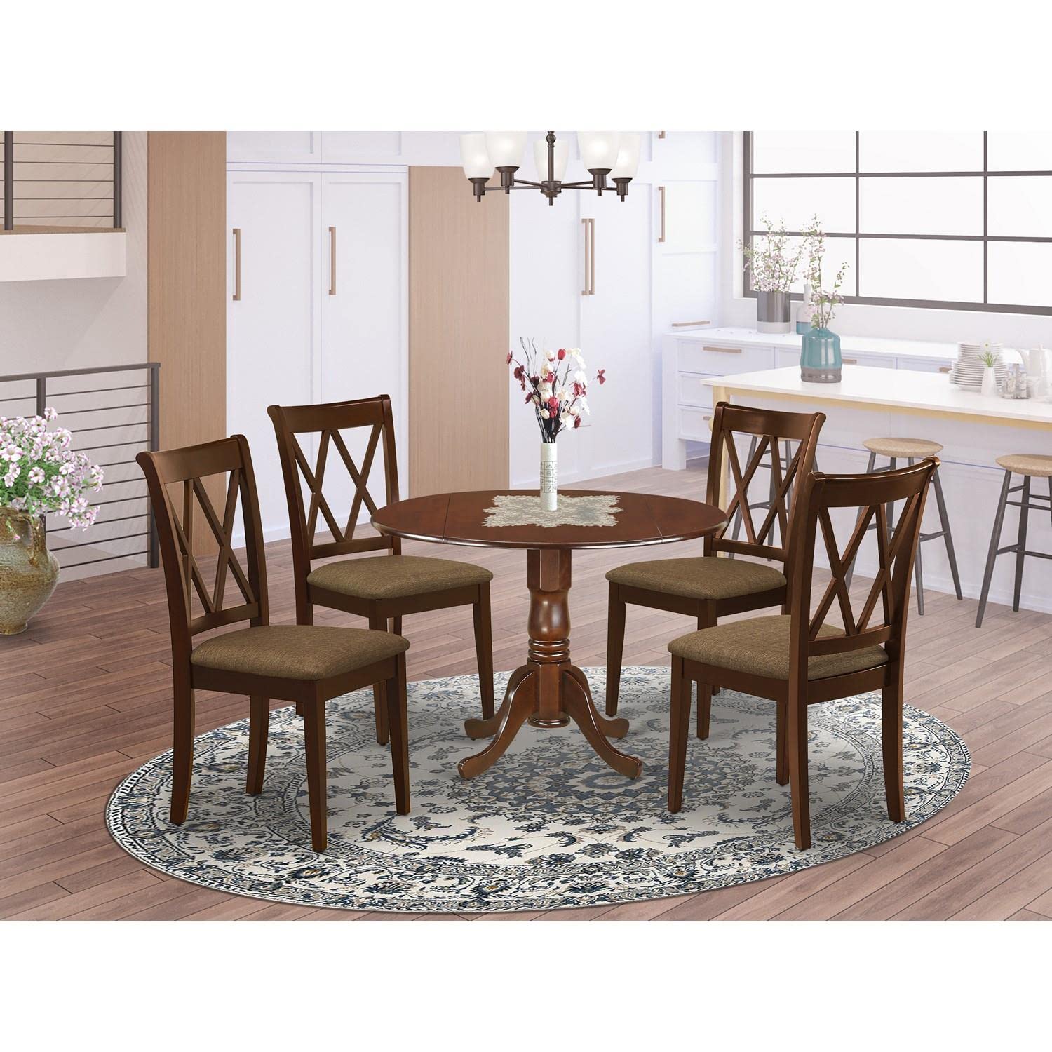 East West Furniture DLCL5-MAH-C 5-Piece Modern Mahogany Dining Set - 42