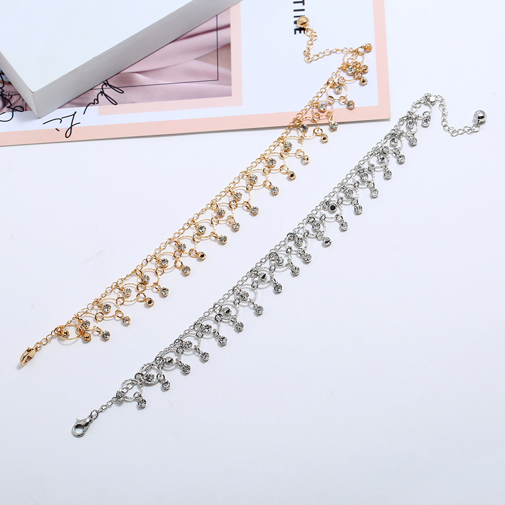 Sparkling Rhinestone Belly Dance Anklet Leg Chain - Elegant Layered Indian Style Jewelry for Women | Perfect for Belly Dancing, Festivals & Boho Fashion | JW3659