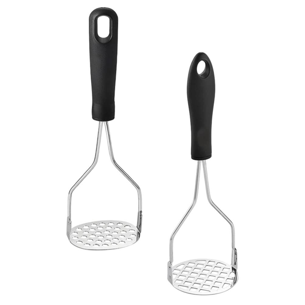 ULTNICE 2-Pack Stainless Steel Potato Masher - Heavy Duty Manual Potato Crusher for Smooth Mashed Potatoes, Beans, Vegetables & Baby Food - Perfect Kitchen Gadget for Cooking, Baking & Meal Prep