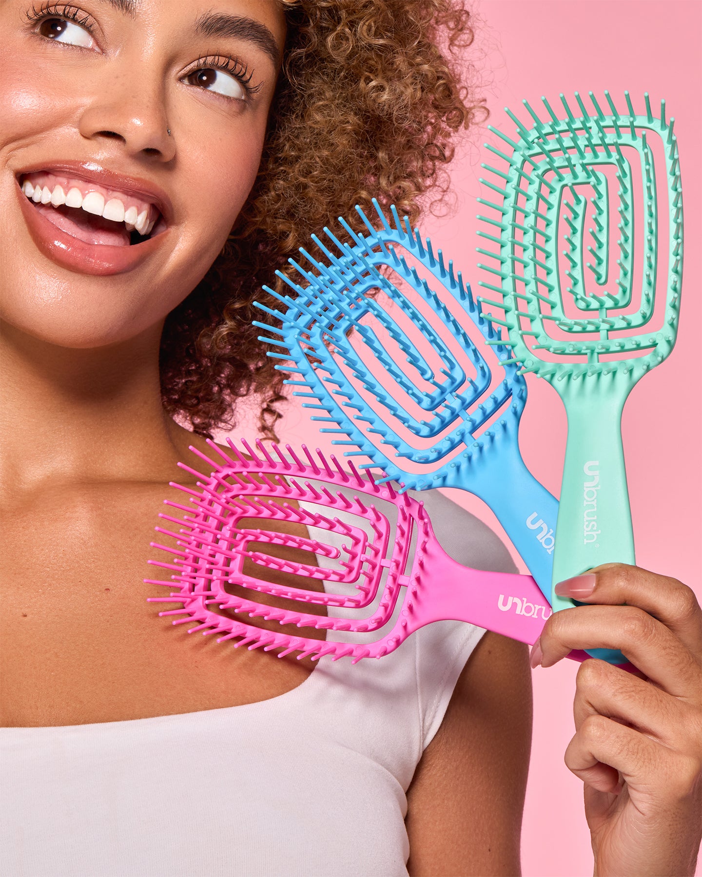 UNbrush Flex Detangling Hair Brush for Wet & Dry Hair - Pain-Free Knot Remover, Gentle on Scalp (Pink) - Perfect for Home, Travel & Salon Use