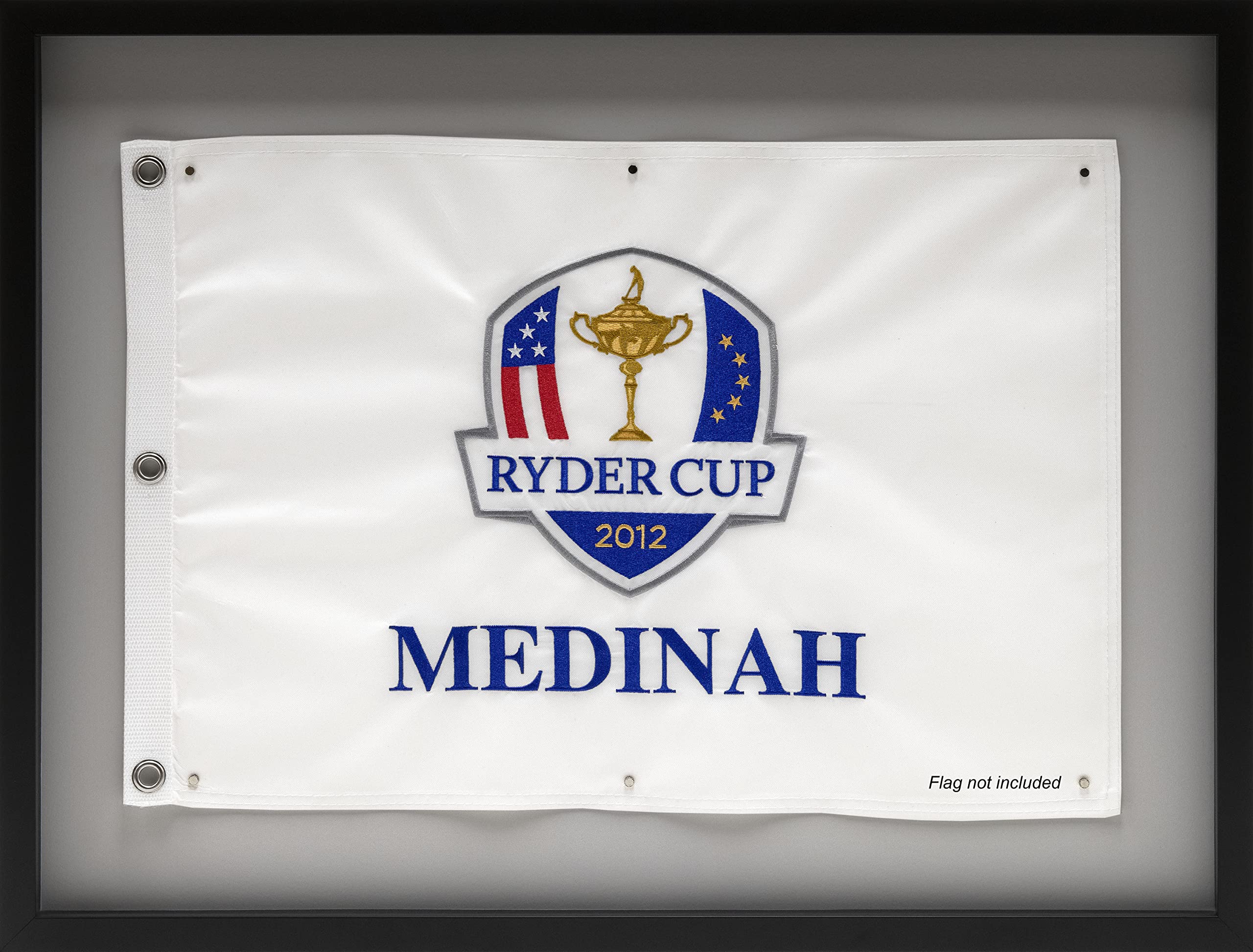 MASTERPIECE FRAMING Golf Flag Display Frame with Magnetic Mount - Non-Damaging Black Frame & Gray Mat - Perfect for Golf Memorabilia, Sports Room Decor, and Tournament Trophy Displays