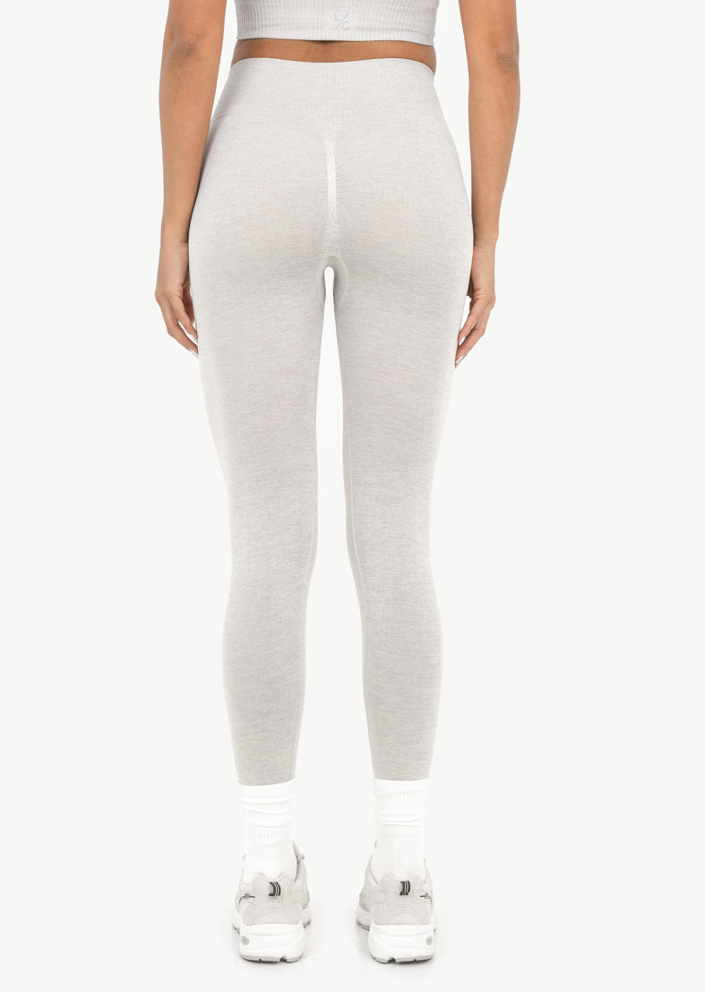 Seamless Rib Leggings for Women - High Waist Stretchy Comfortable Oat Marl Yoga Pants - Perfect for Workout, Lounge & Everyday Wear