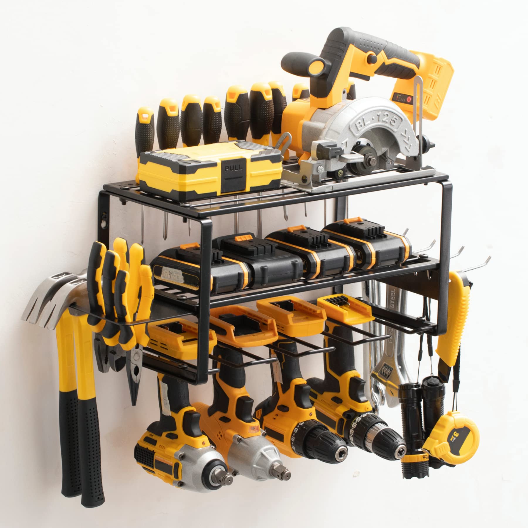 Heavy Duty Power Tool Organizer Wall Mount - Garage Storage Utility Rack with Drill Holder & Pegboard Shelf | Perfect for Father's Day Gift & Workshop Organization