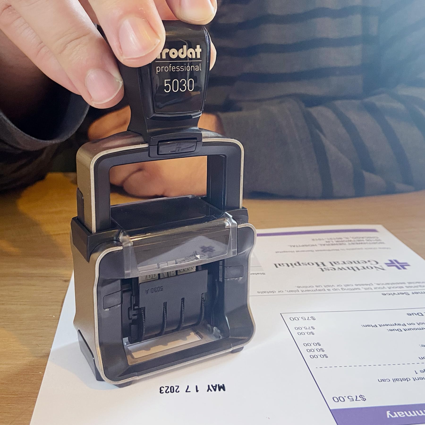 Trodat 5030 Professional 4.0 Self Inking Date Stamp - 1-5/8” x 3/8” Impression Size - Black Ink - Perfect for Office Documents, Invoices & Legal Paperwork