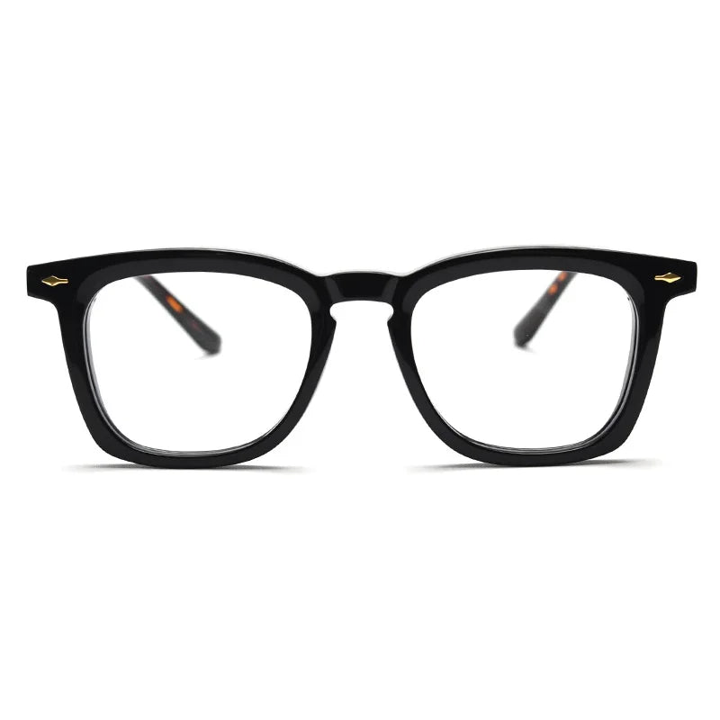Stylish Black Unisex Acetate Square Eyeglasses Frame 98624 - Perfect for Work, Reading & Fashion Accessories