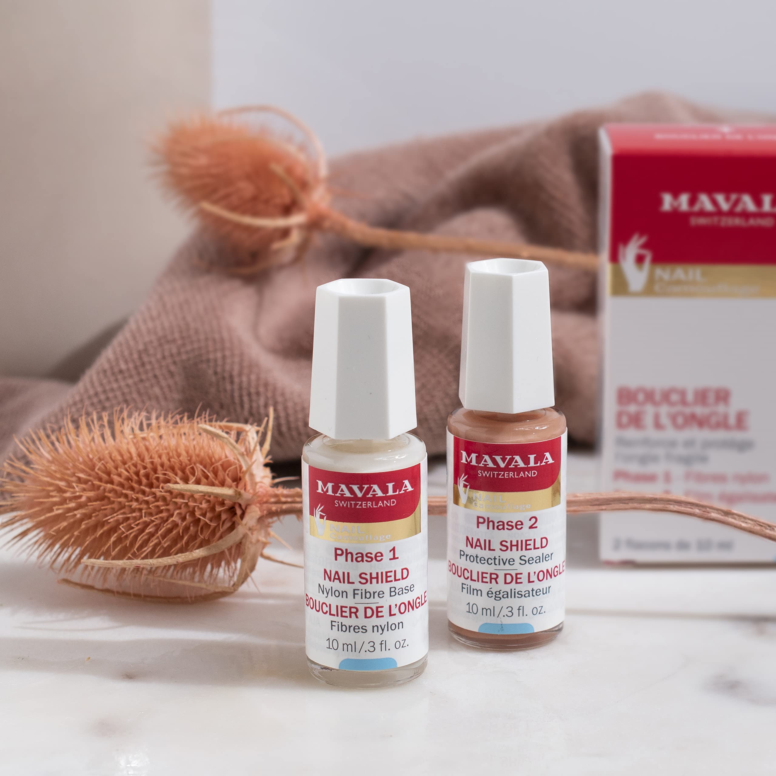 Mavala Nail Shield - 2 Count Nail Strengthener & Hardener Treatment for Brittle & Split Nails | Clear Nail Polish Top Coat for Growth & Repair | Perfect for Weak, Peeling Nails at Home or Salon Care
