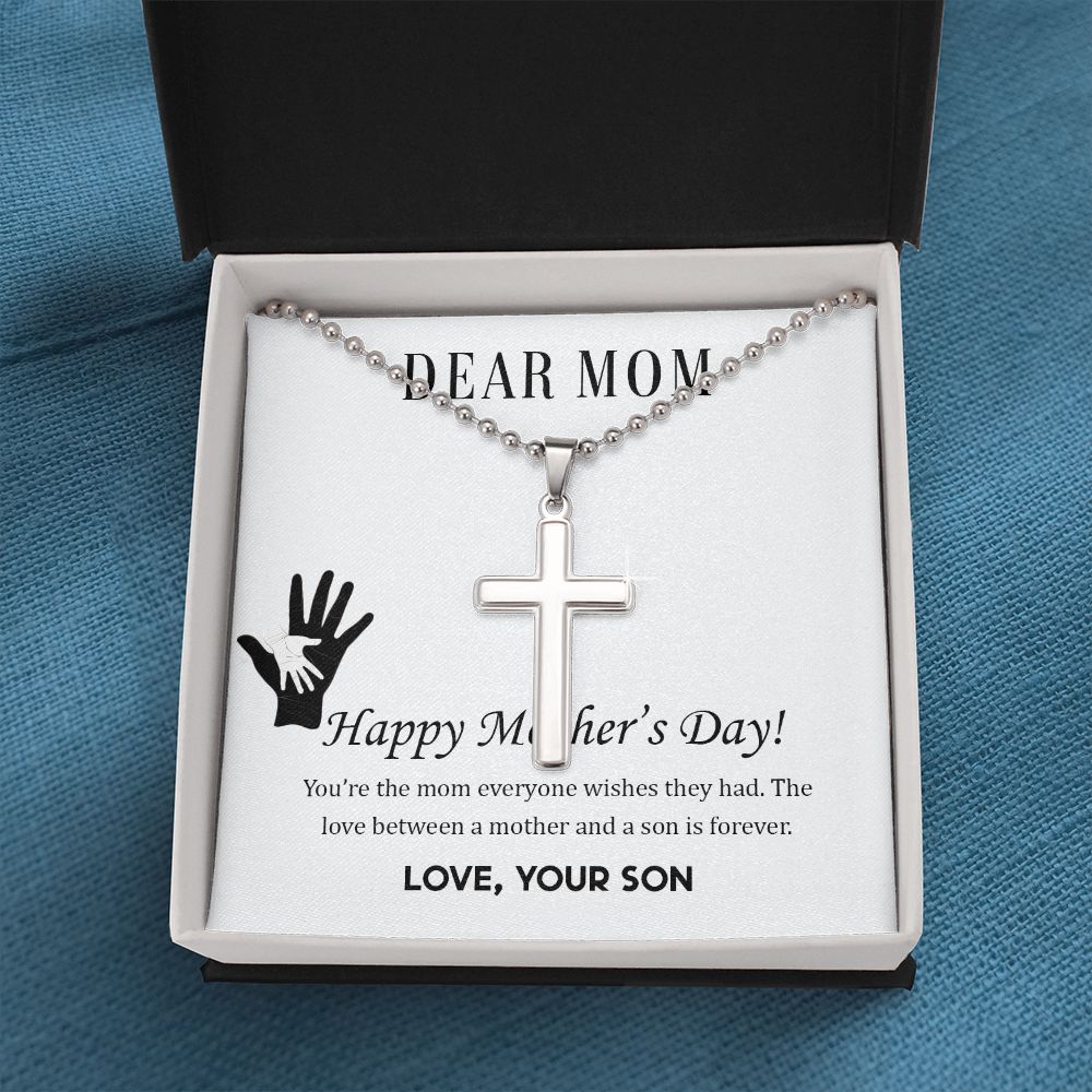 Elegant Cross Necklace for Mom - Perfect Mother's Day Gift from Son | Thoughtful Jewelry for Birthday, Anniversary & Special Occasions